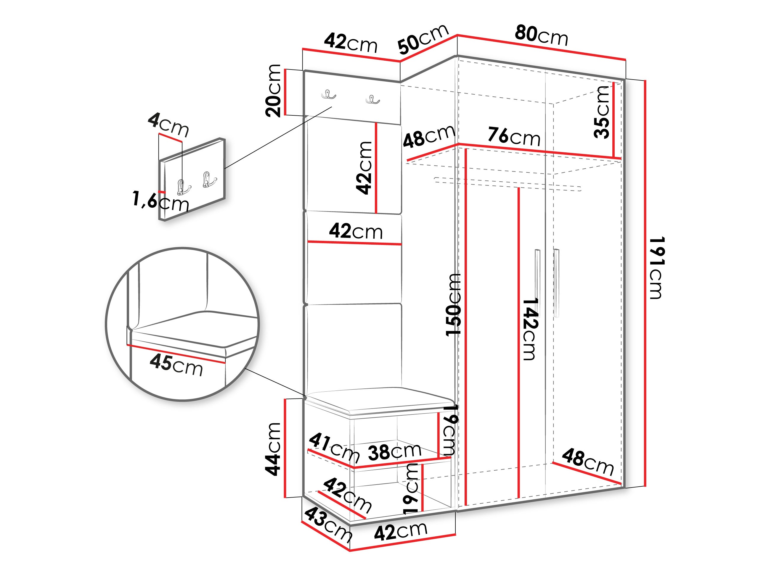 Priekšnama komplekts Hartford 523 (Balts)