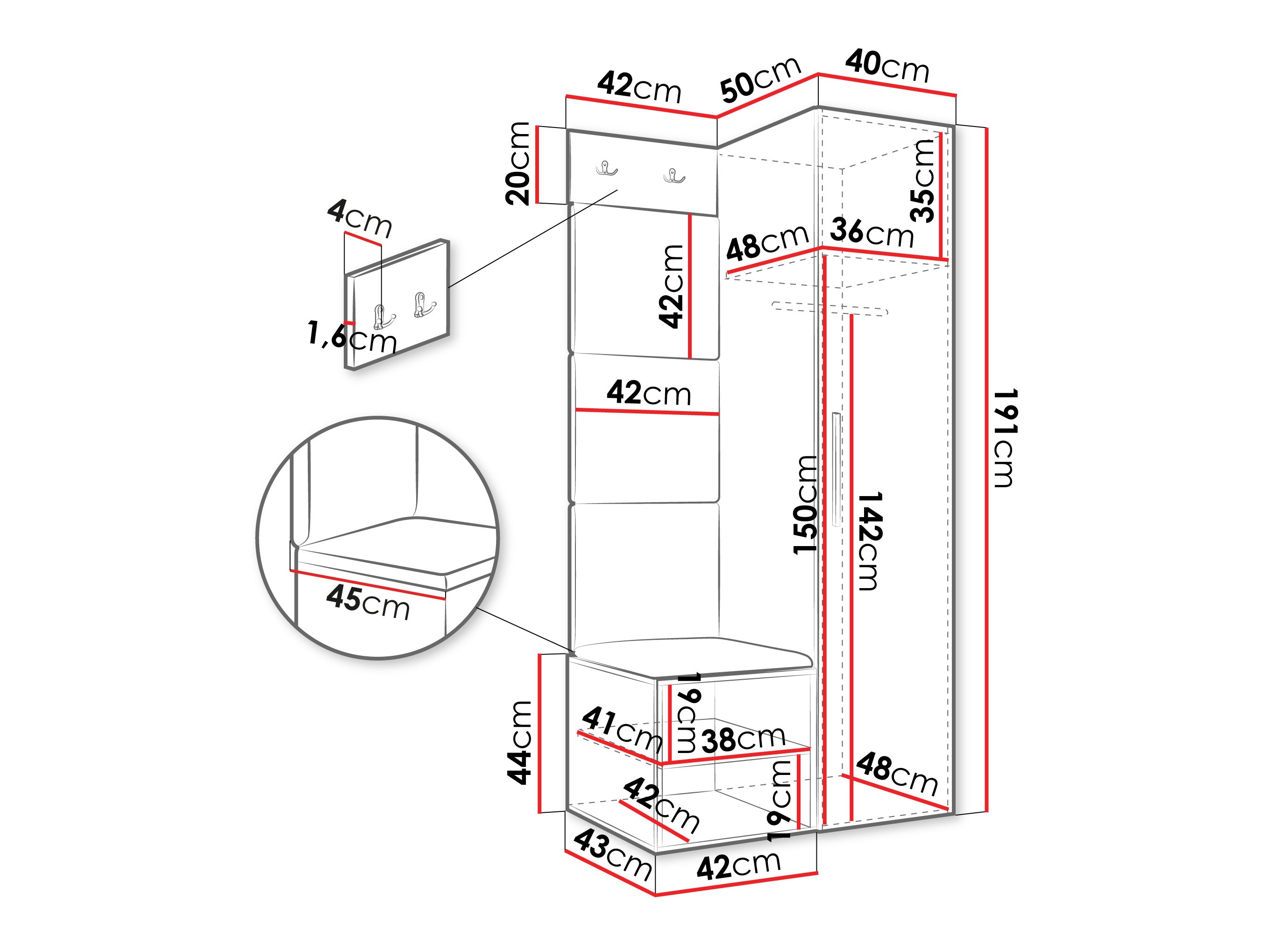 Priekšnama komplekts Hartford 524 (Balts)