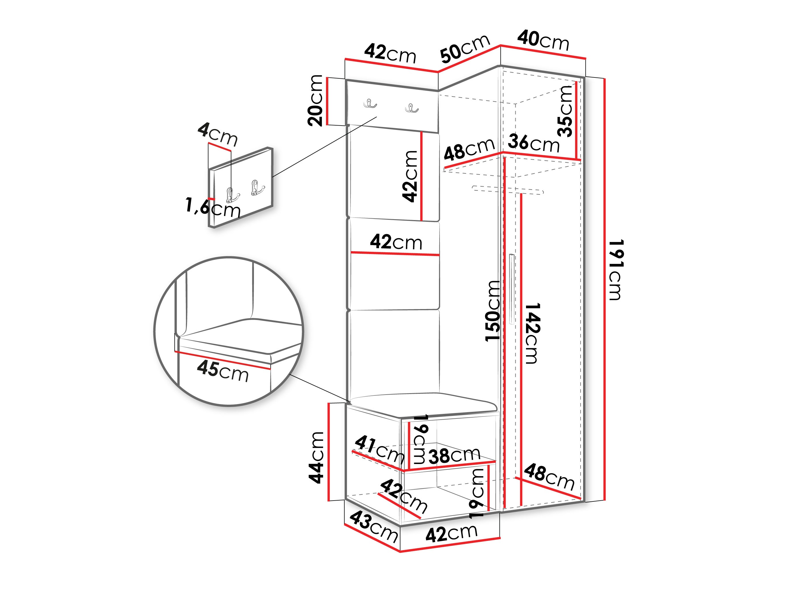 Priekšnama komplekts Hartford 524 (Balts)