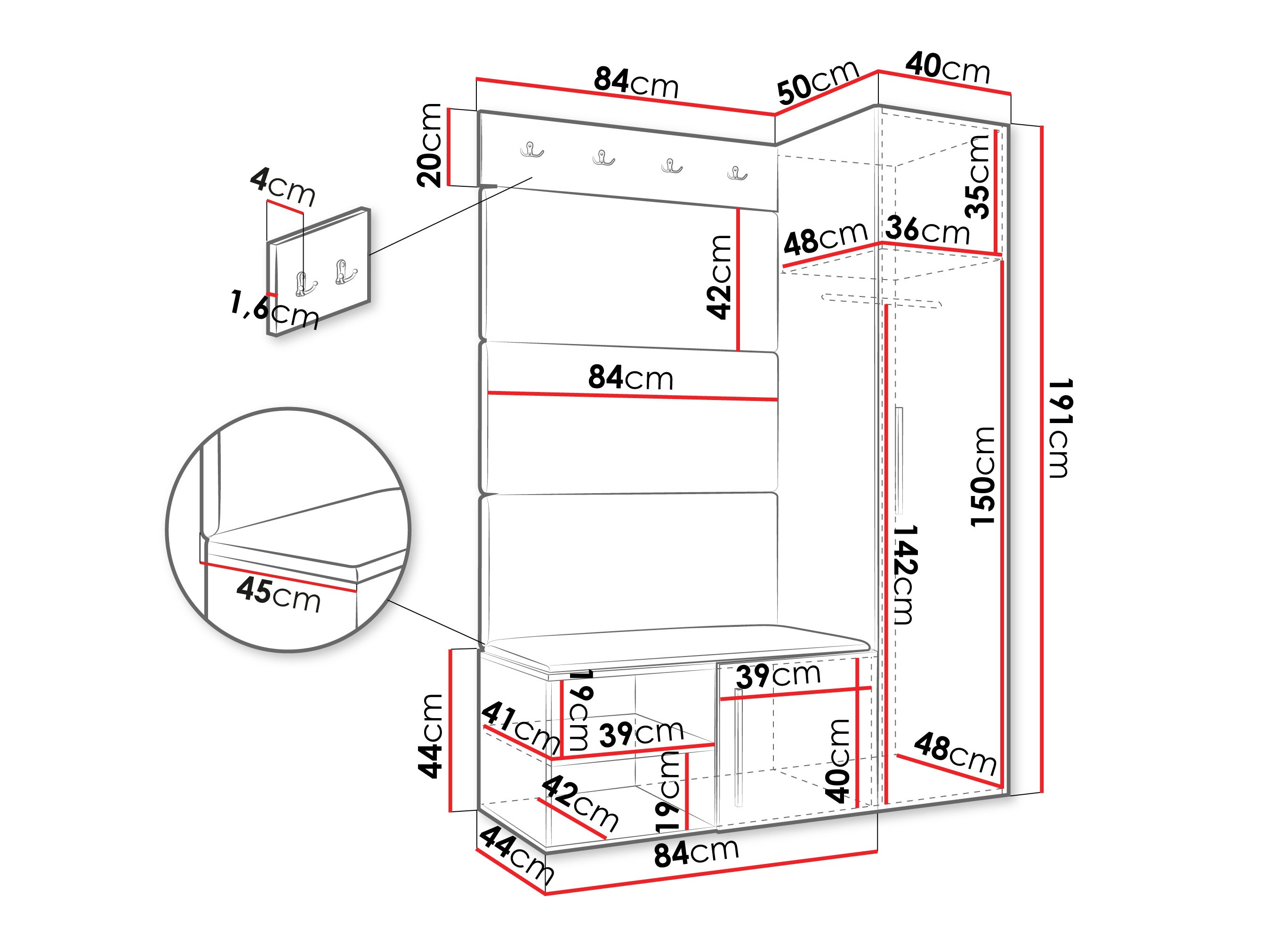 Priekšnama komplekts Hartford 525 (Balts)
