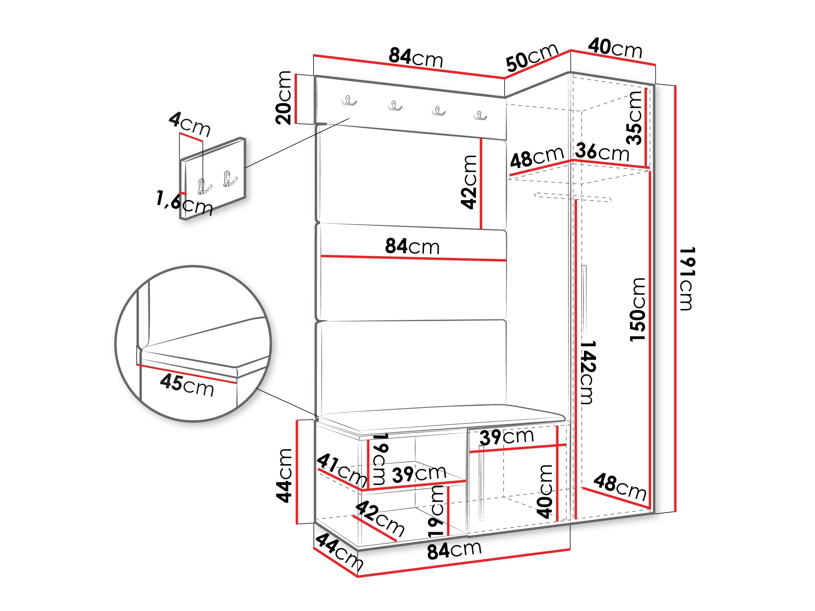 Priekšnama komplekts Hartford 525 (Balts)