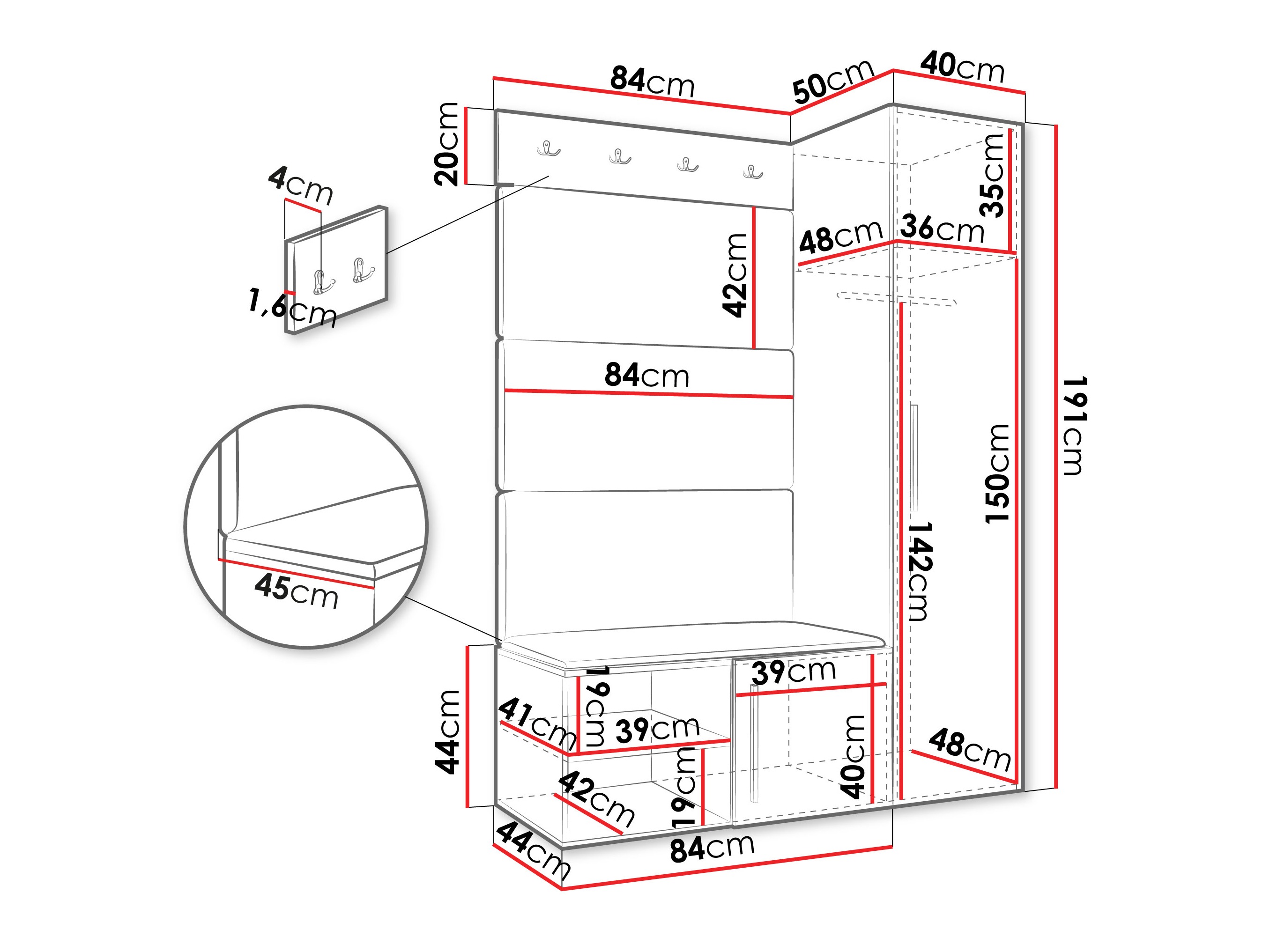 Priekšnama komplekts Hartford 525 (Balts)