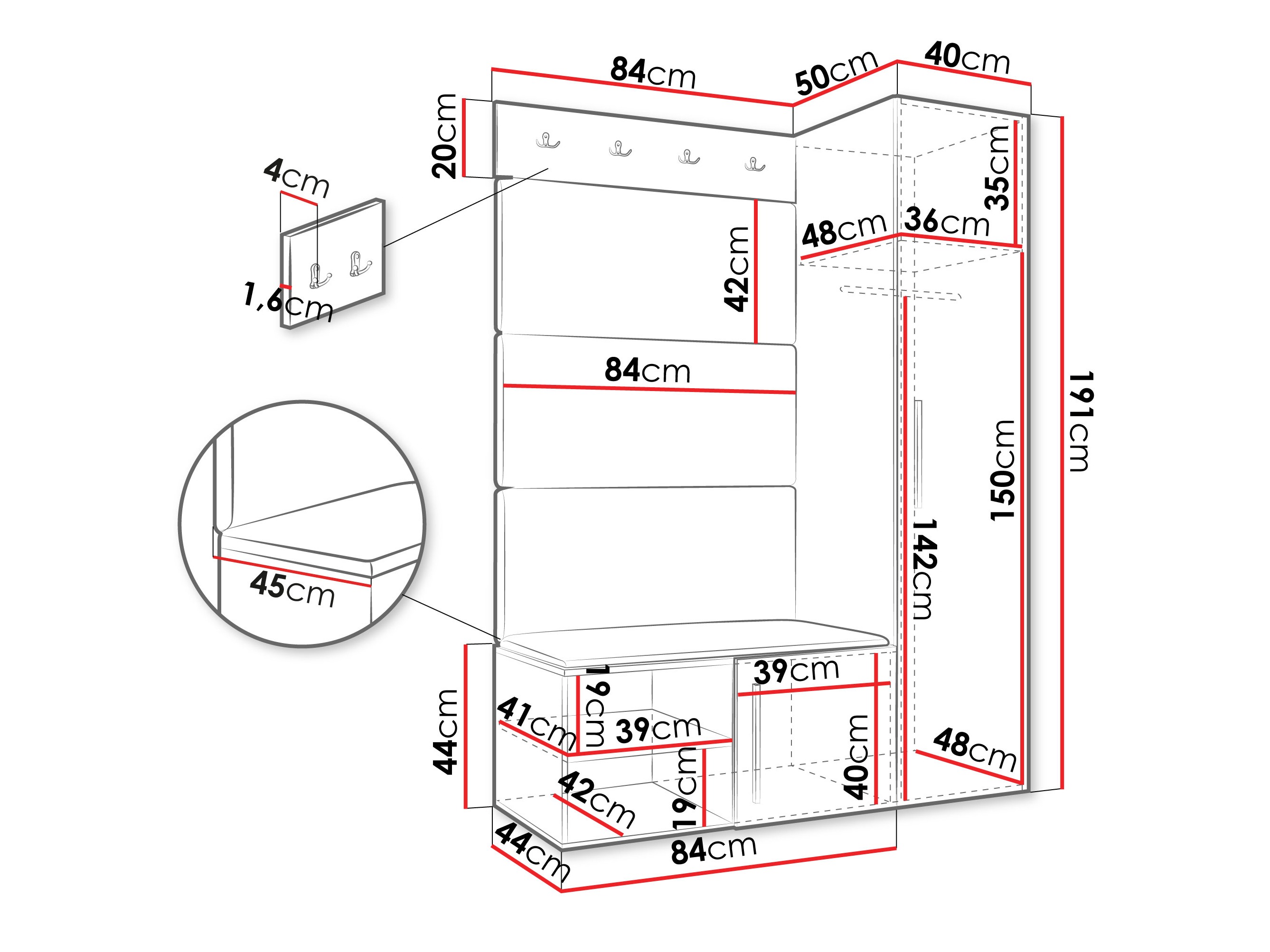 Priekšnama komplekts Hartford 525 (Balts)