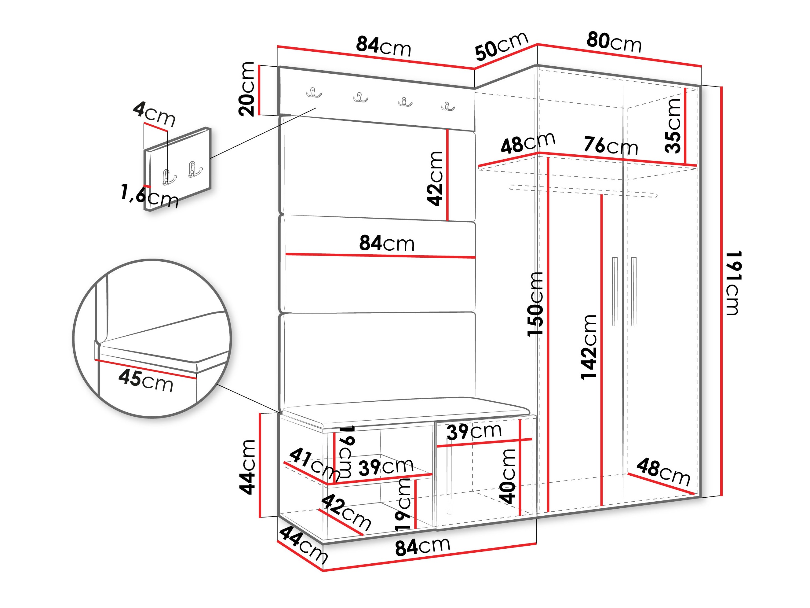 Priekšnama komplekts Hartford 526 (Balts)