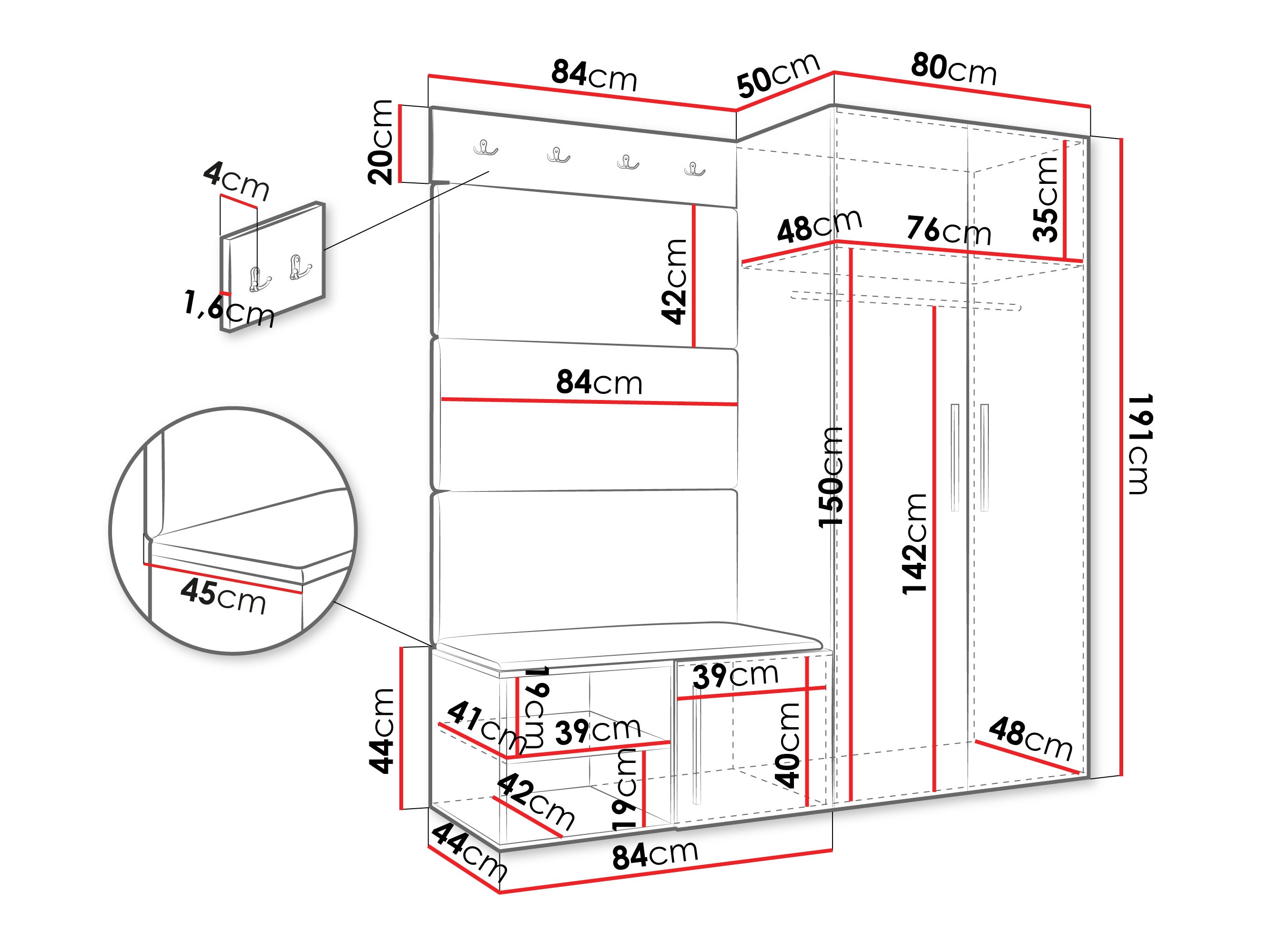 Priekšnama komplekts Hartford 526 (Balts)
