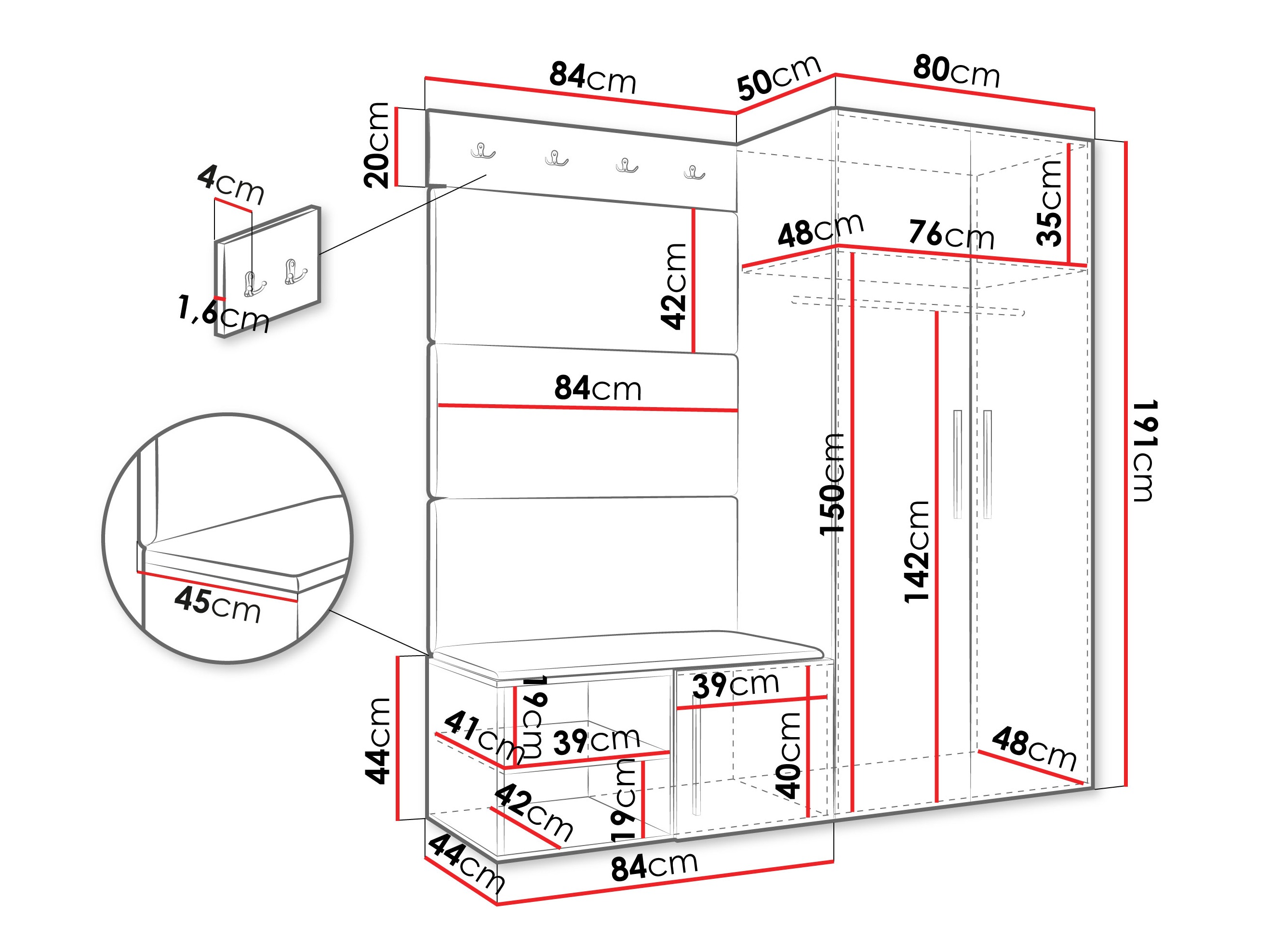 Priekšnama komplekts Hartford 526 (Balts)