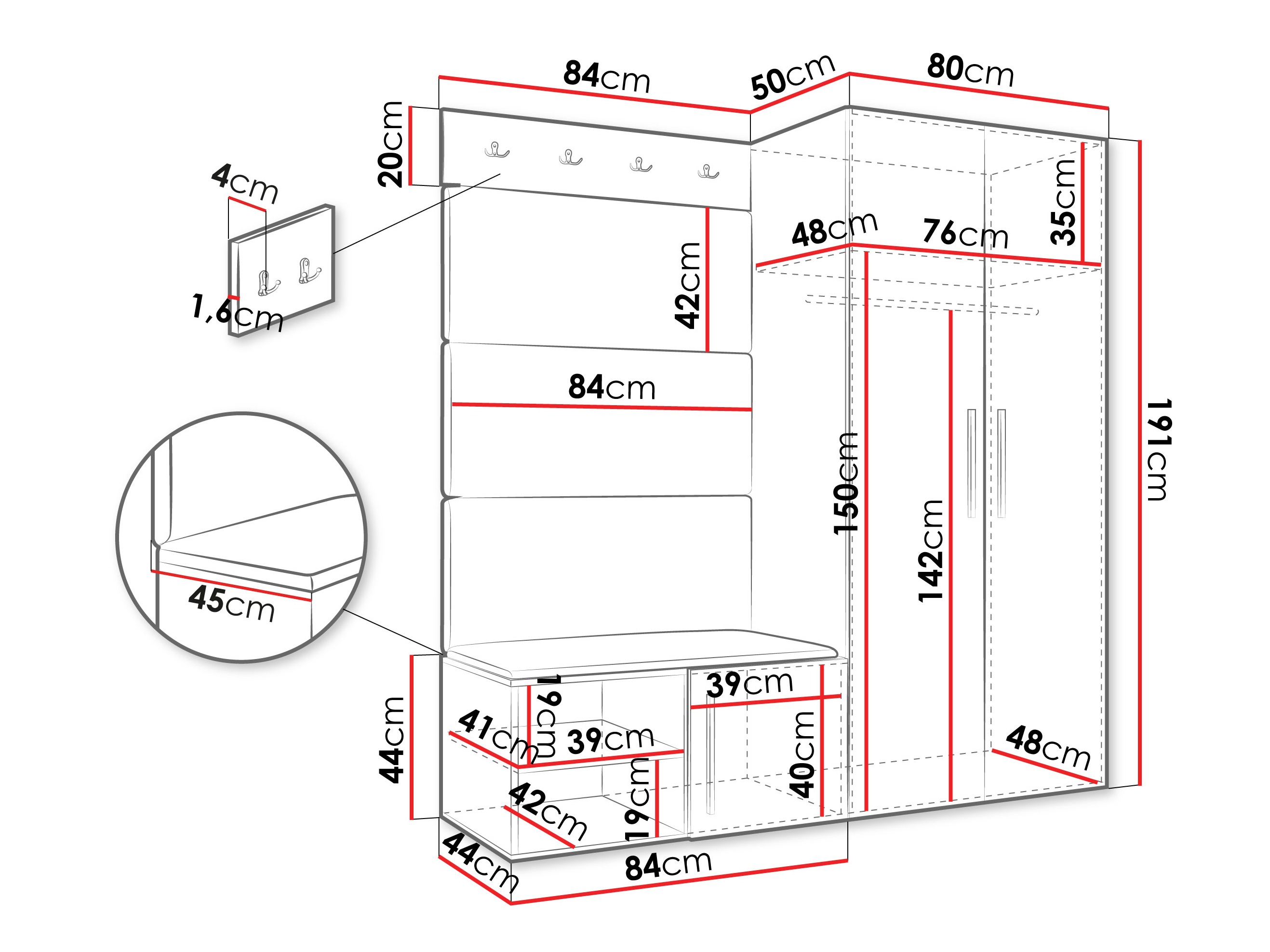 Priekšnama komplekts Hartford 526 (Balts)