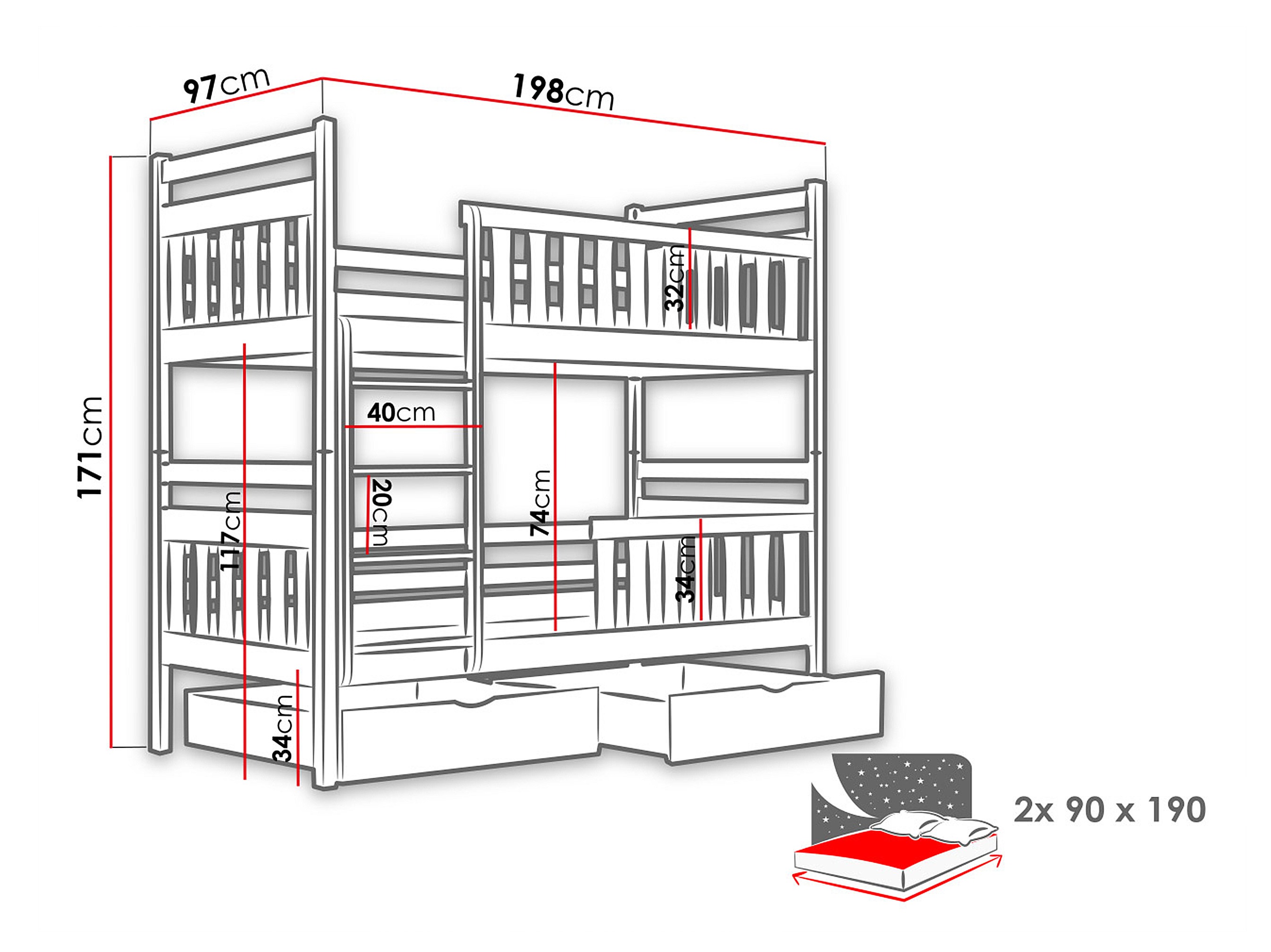 Divstāvu gulta Vista 100 (Kašmirs)