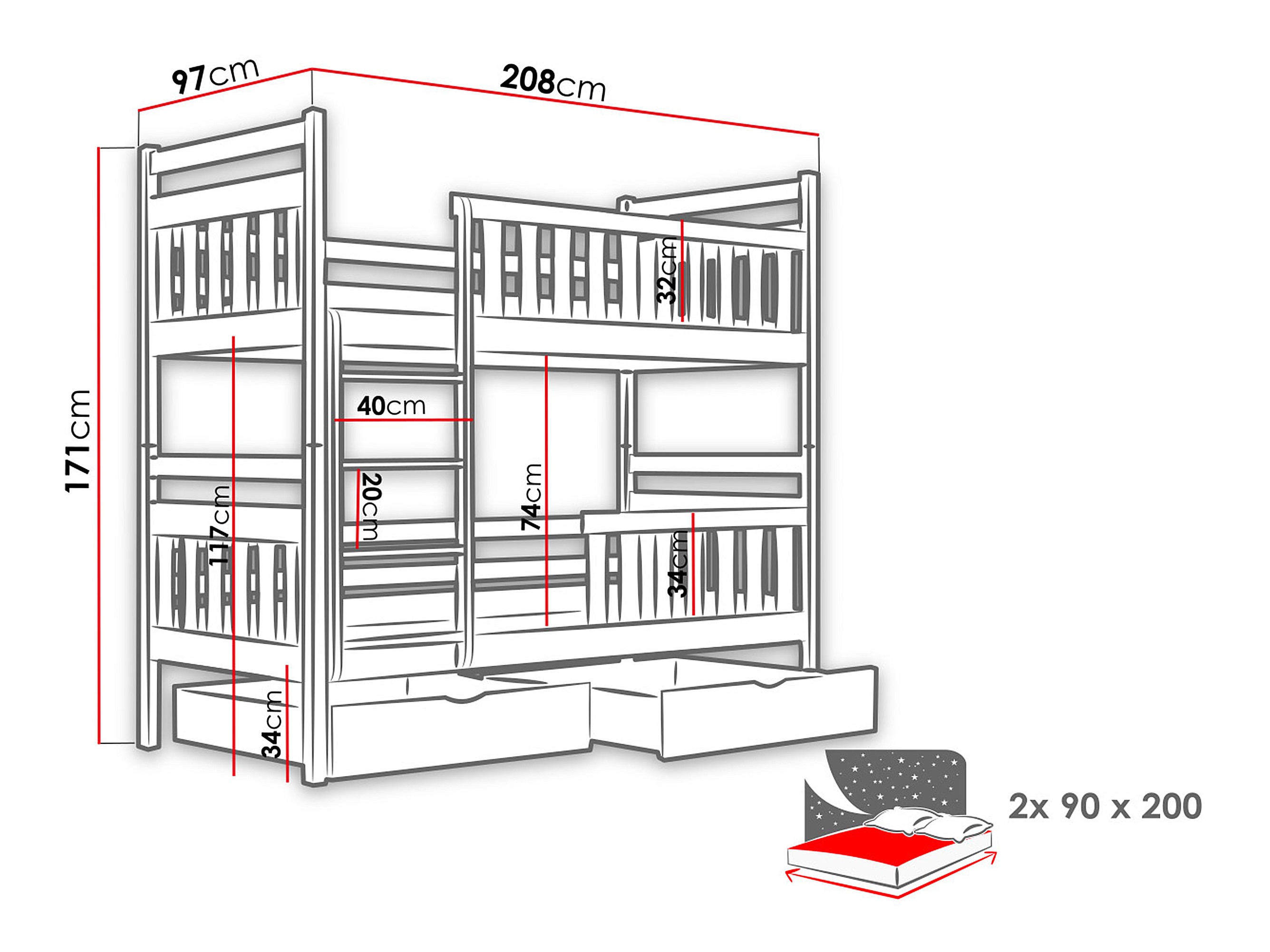 Divstāvu gulta Vista 100 (Kašmirs)