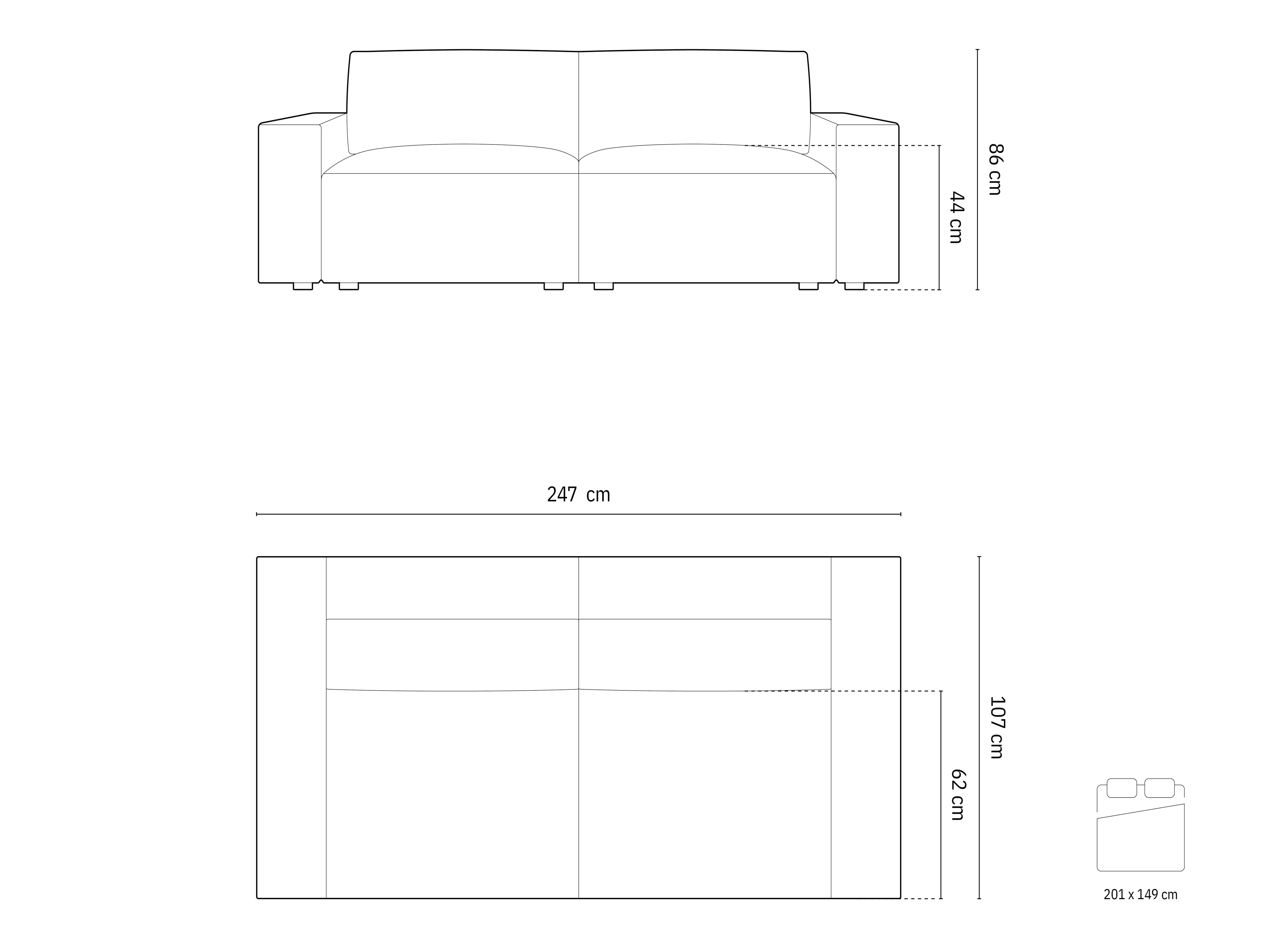 Dīvāns gulta Lomcalu 108 (Bluvel 22)