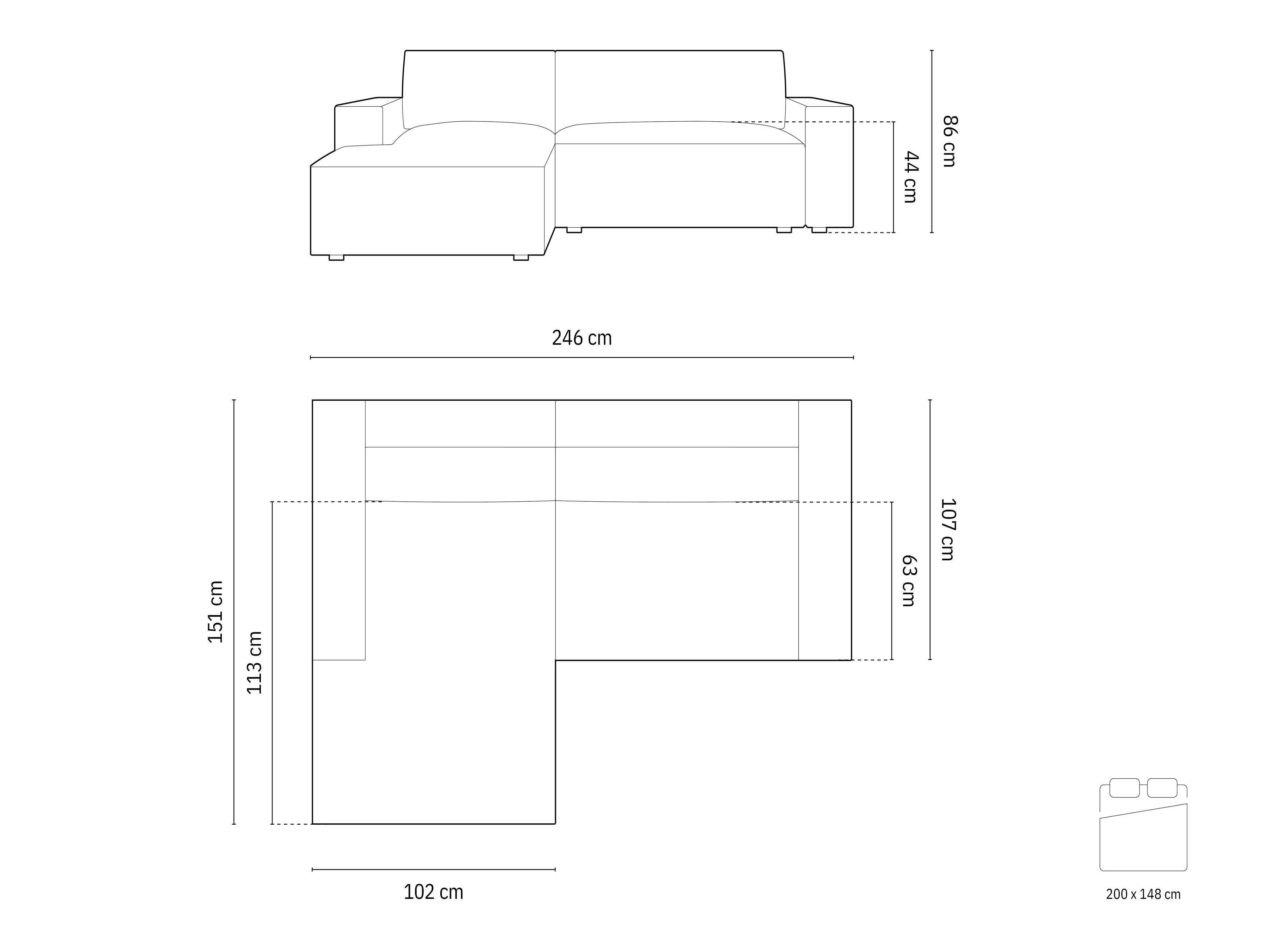 Stūra dīvāns Lomcalu 113 (Bluvel 22)