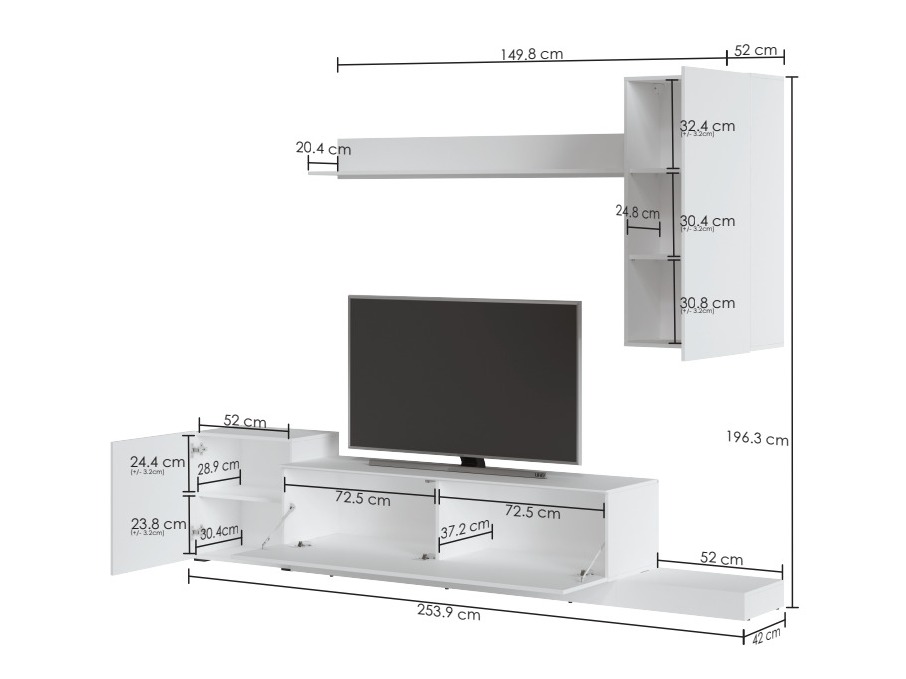 Viesistabas komplekts Ontario 158 (Balts)