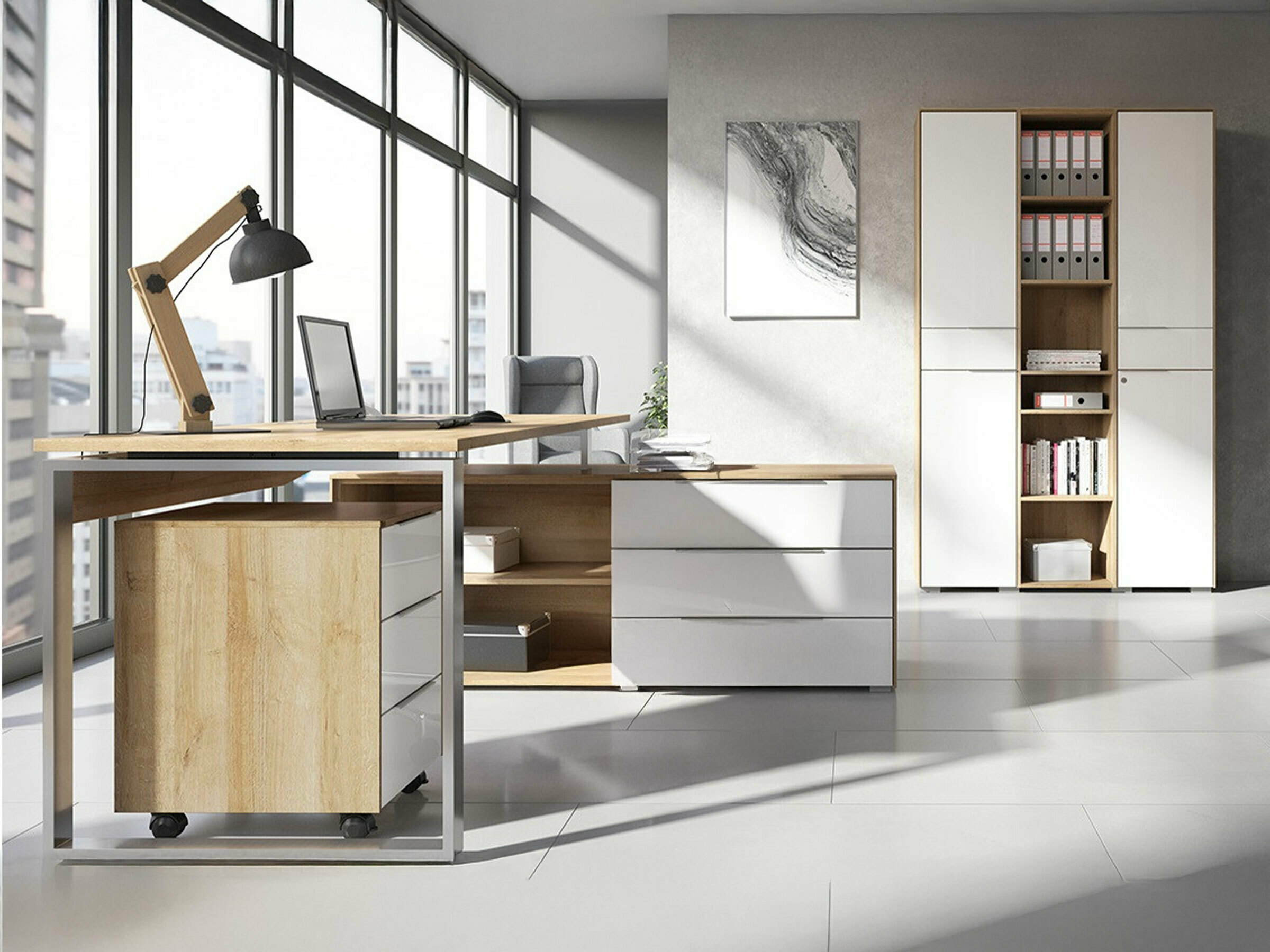 Atvilktņu bloks Tentoru 108 (Riviera ozols + Glancēts balts)