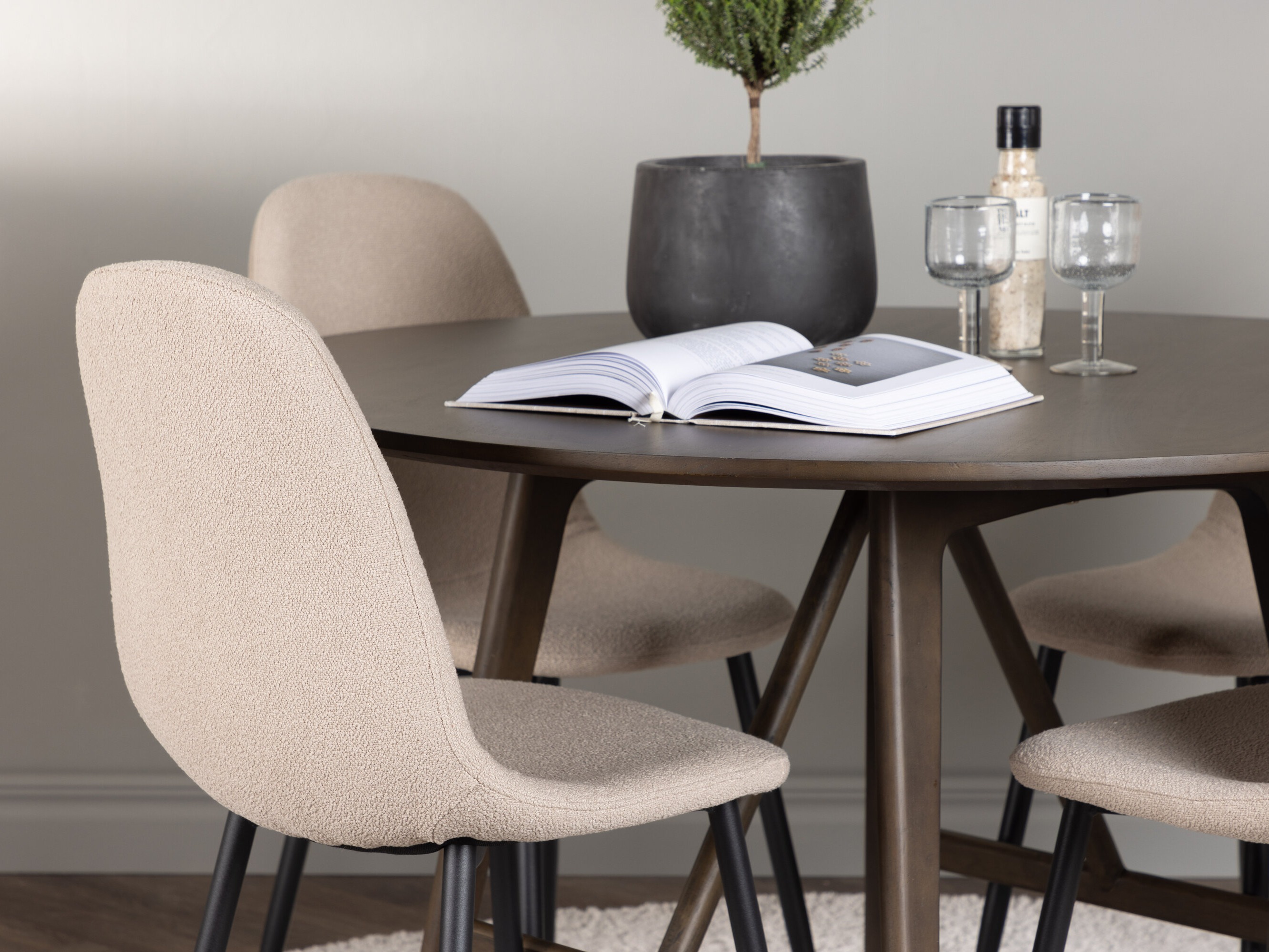 Ēdamistabas komplekts Dallas 4887 (Melns + Bēšs)