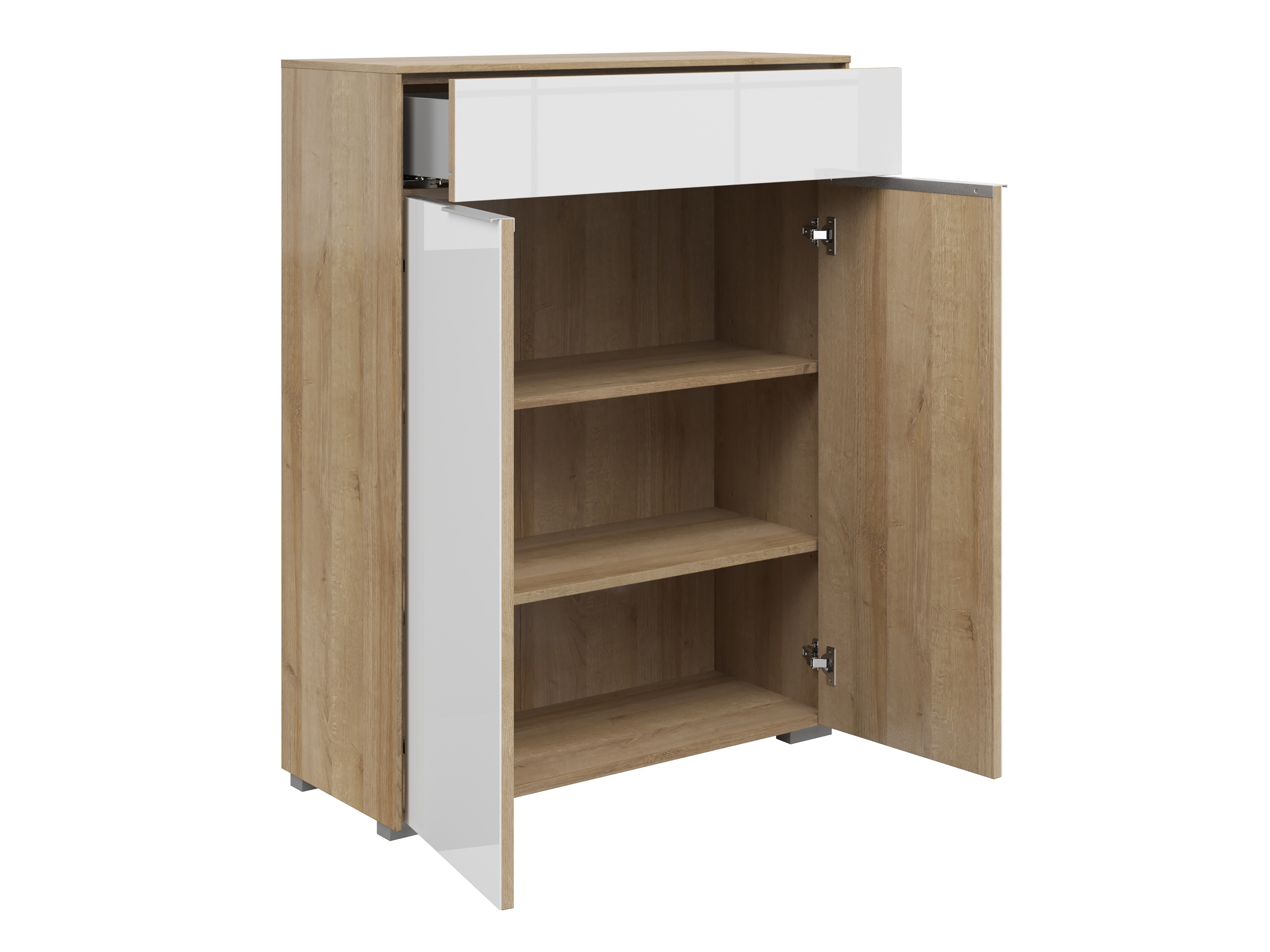 Kumode Tentoru 104 (Riviera ozols + Glancēts balts)