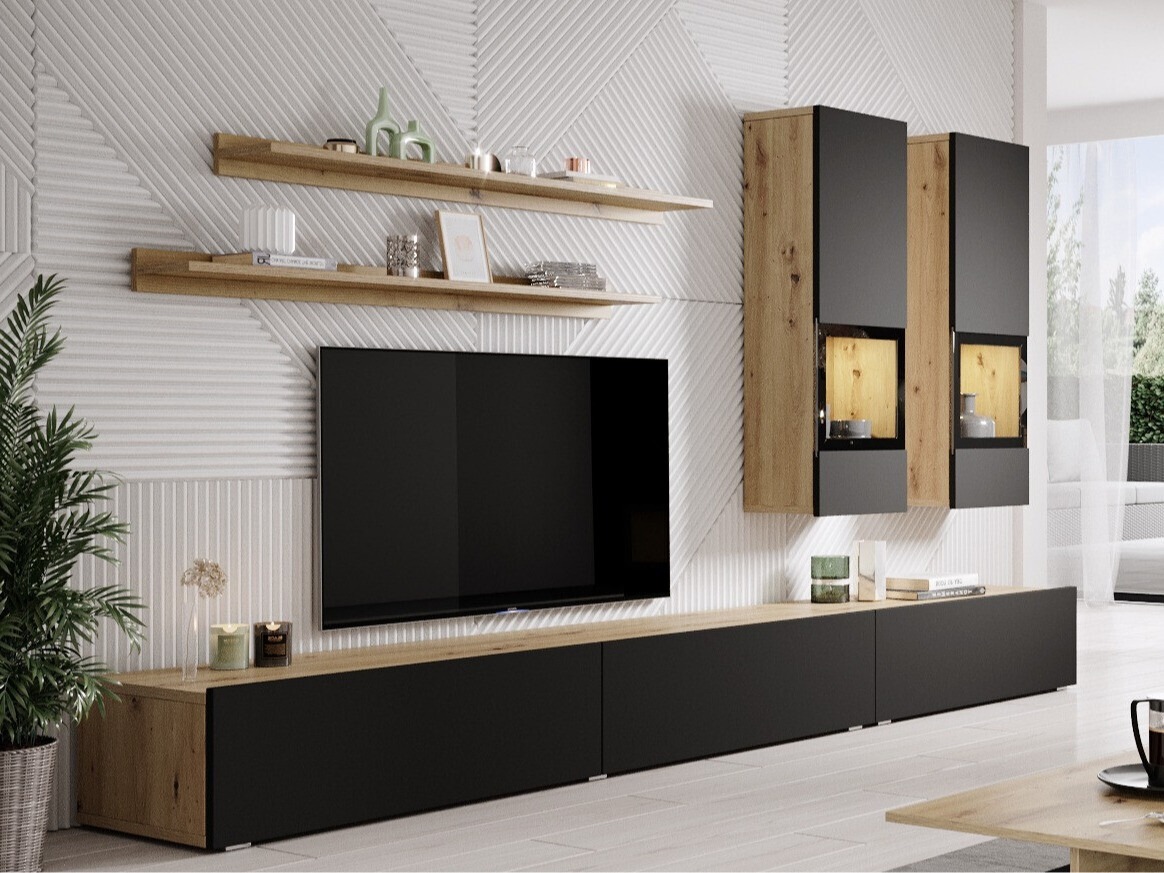 Набор для гостиной Serodeu 100 (Artisan дуб + Матовый черный)