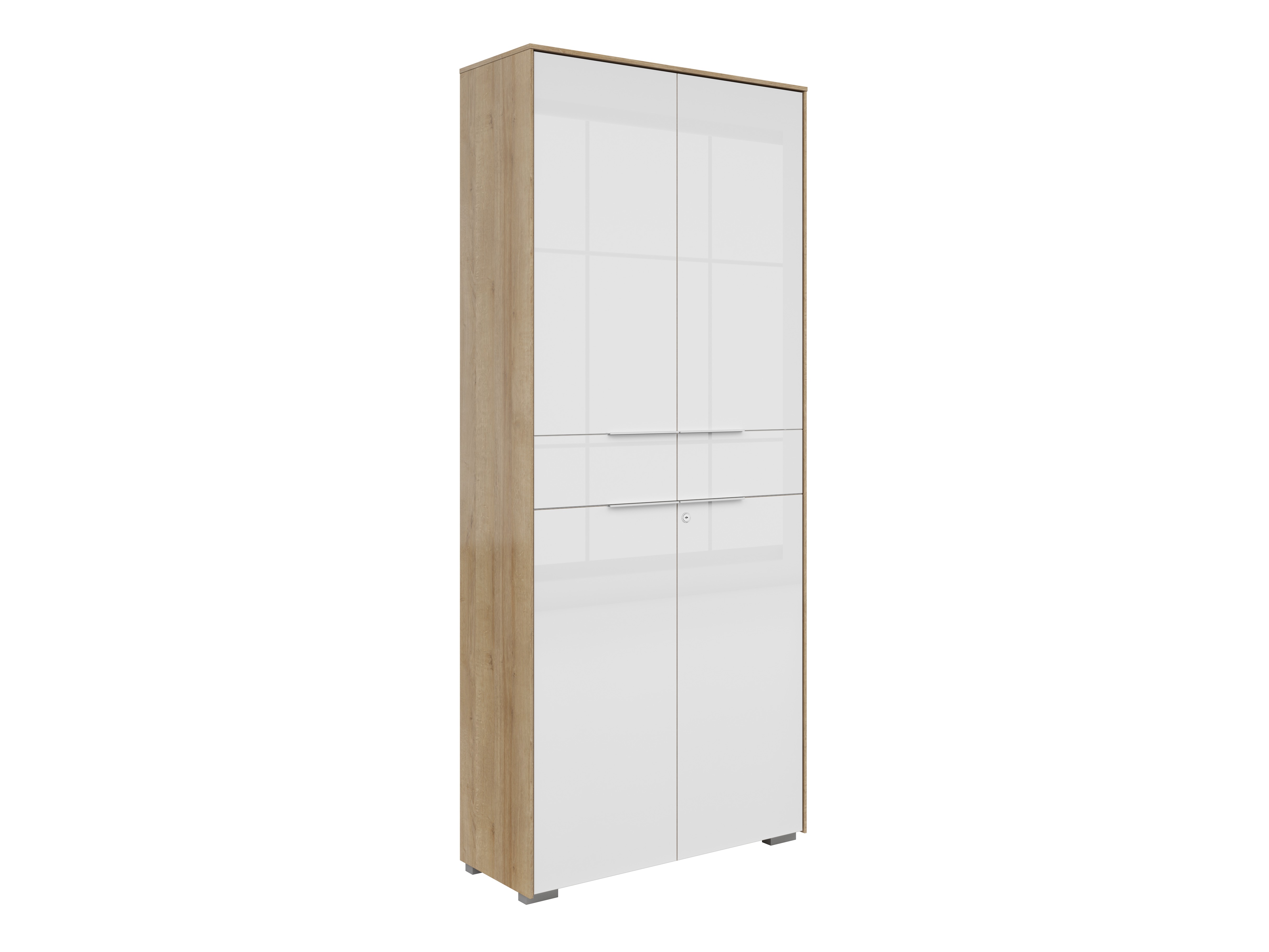 Стеллаж Tentoru 105 (Riviera дуб + Глянцевый белый)