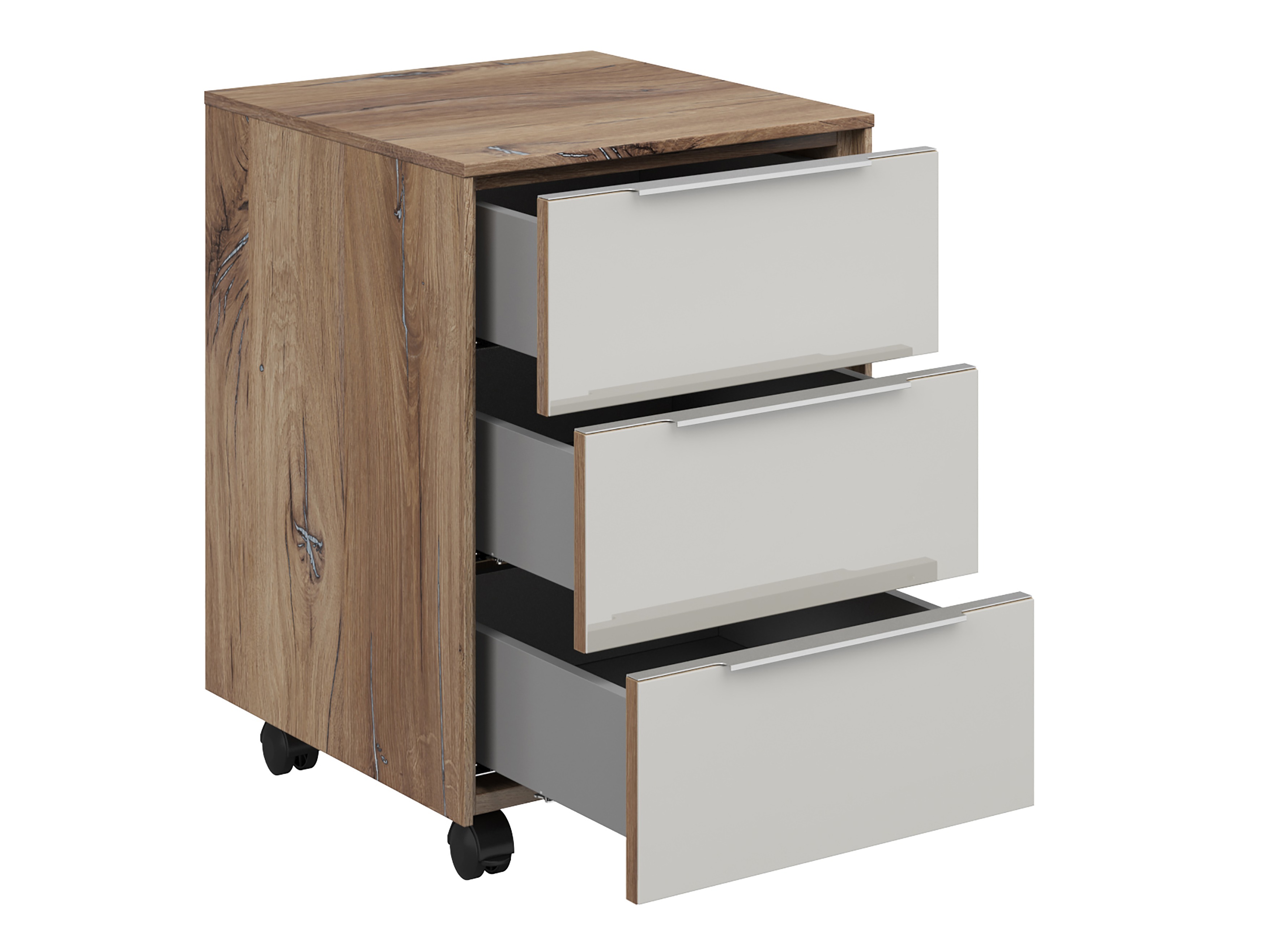 Тумба с ящиками Tentoru 108 (Глянцевый серый + Тёмный "Flagstaf" дуб)