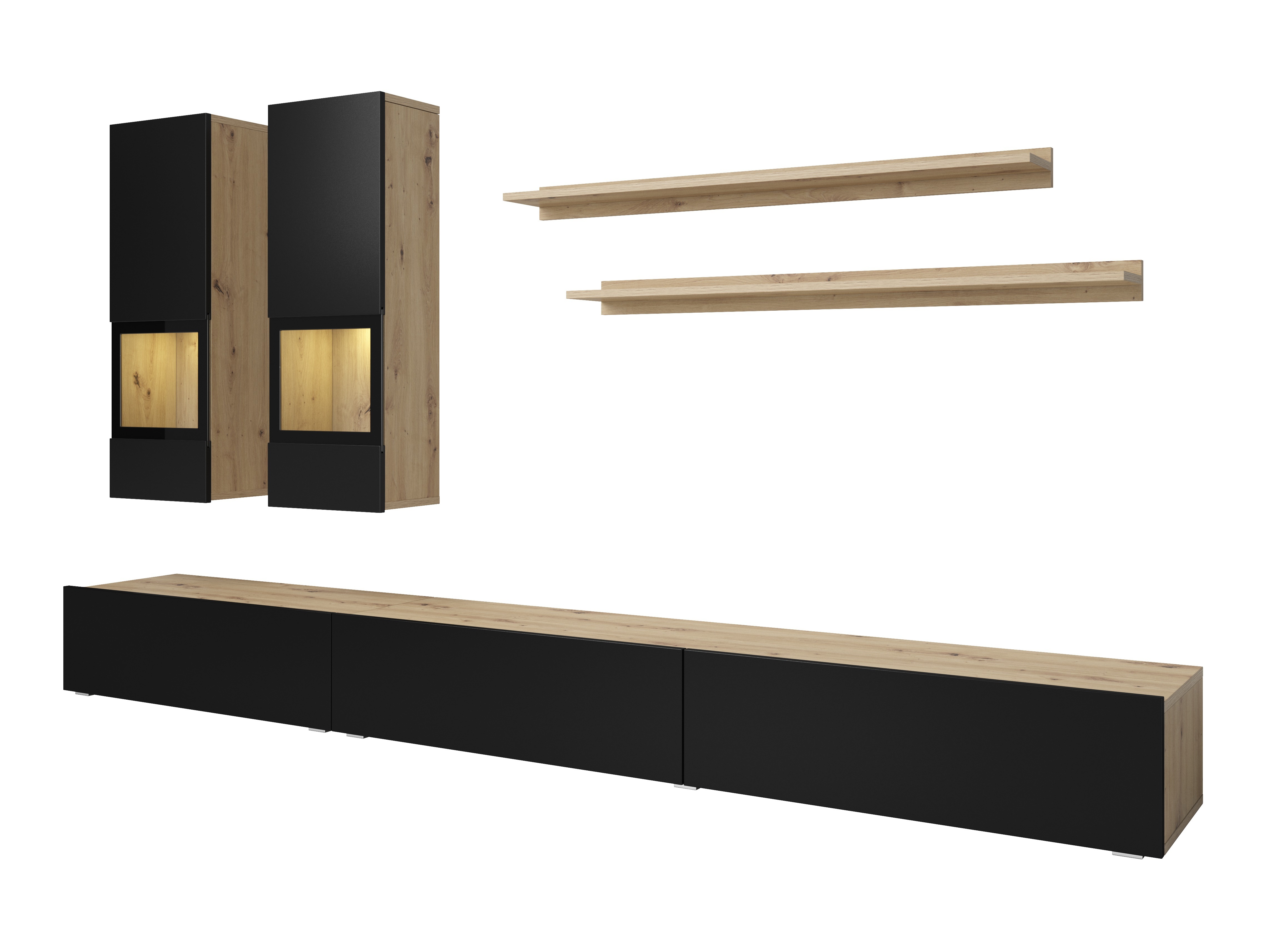 Viesistabas komplekts Serodeu 100 (Artisan ozols + Matēts melns)