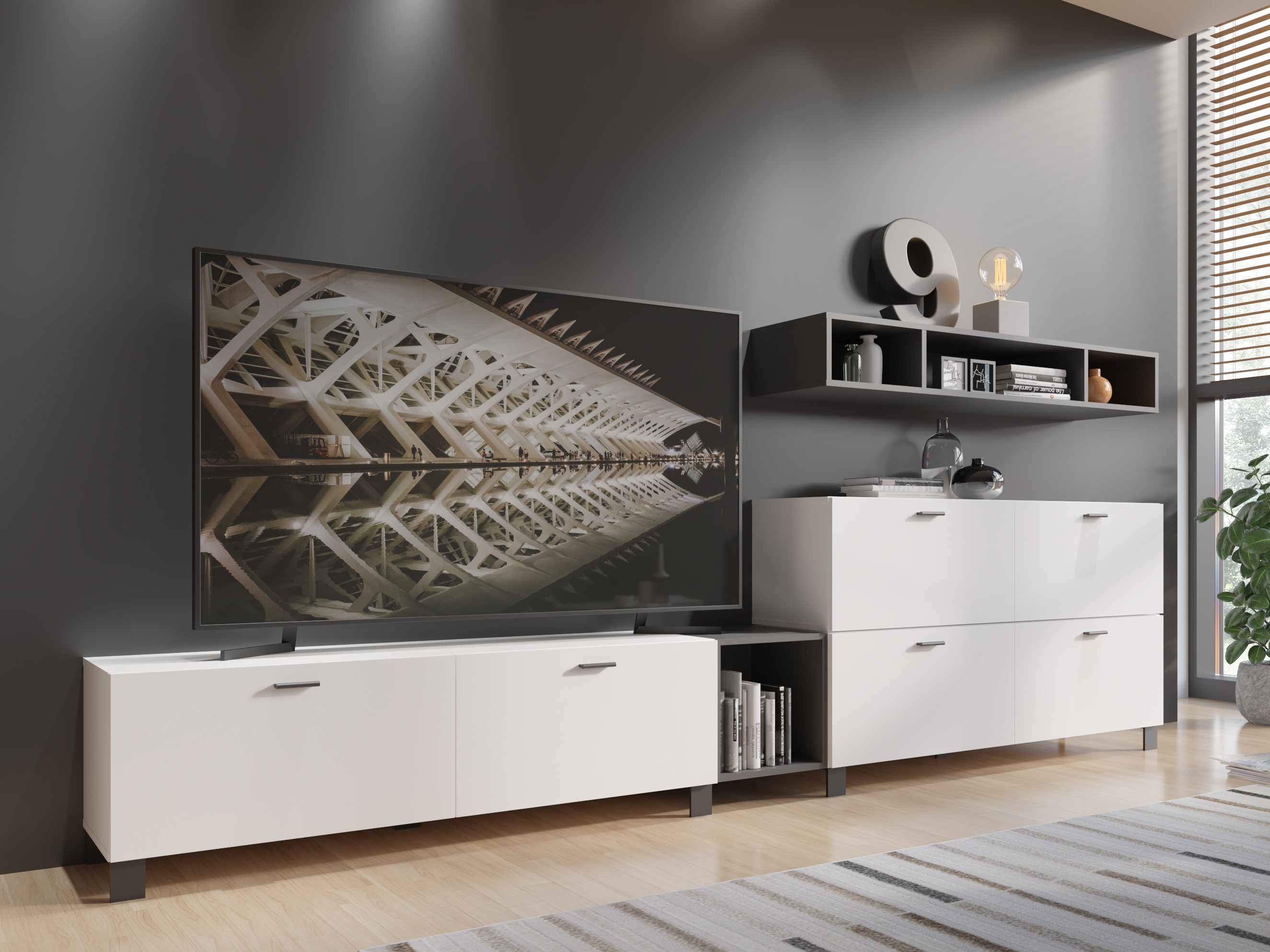 Набор для гостиной Virnolu 109 (Белый + Антрацит)