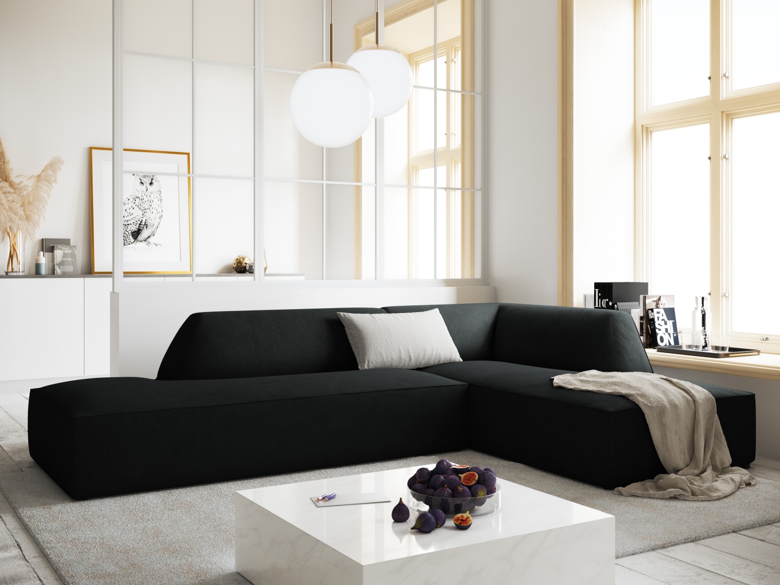 Угловой диван Vermaru 104 (Scala Чёрный)