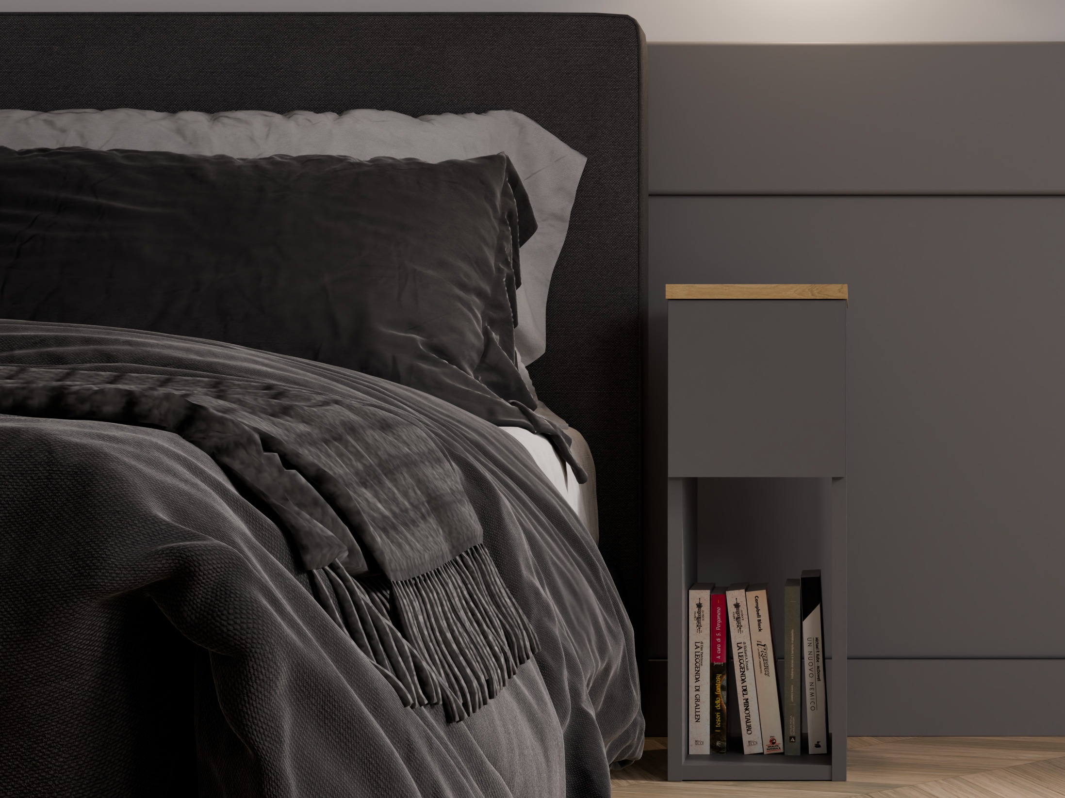 Прикроватная тумбочка Mandeville 304 (Антрацит + Artisan дуб)