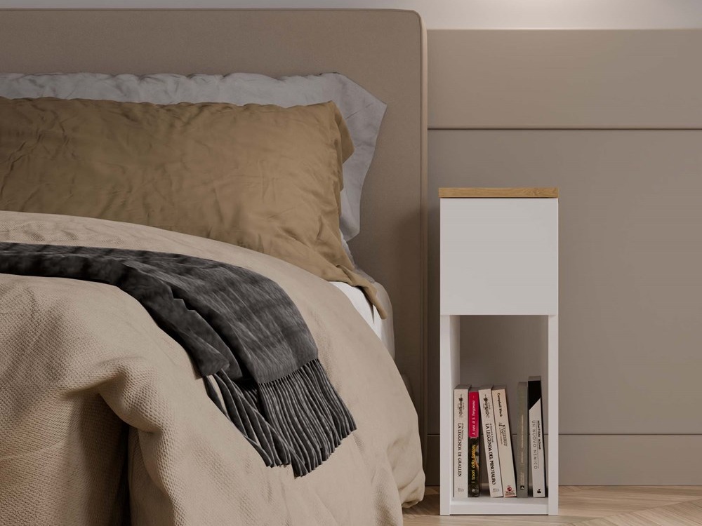 Прикроватная тумбочка Mandeville 304 (Белый + Artisan дуб)