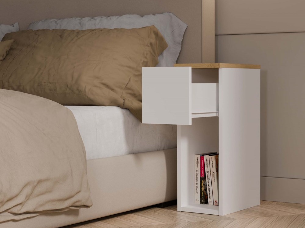 Прикроватная тумбочка Mandeville 304 (Белый + Artisan дуб)