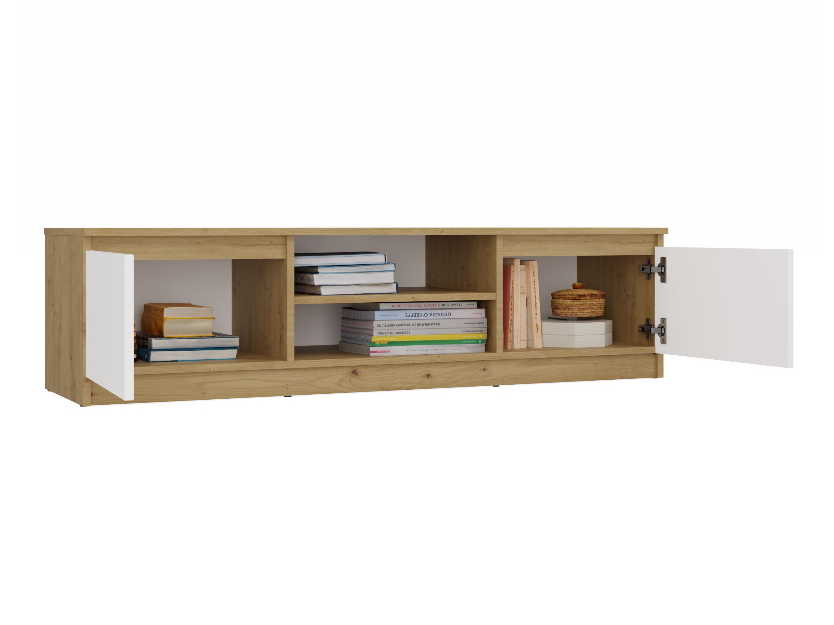 TV galds Elbvelu 125 (Artisan ozols + Balts)