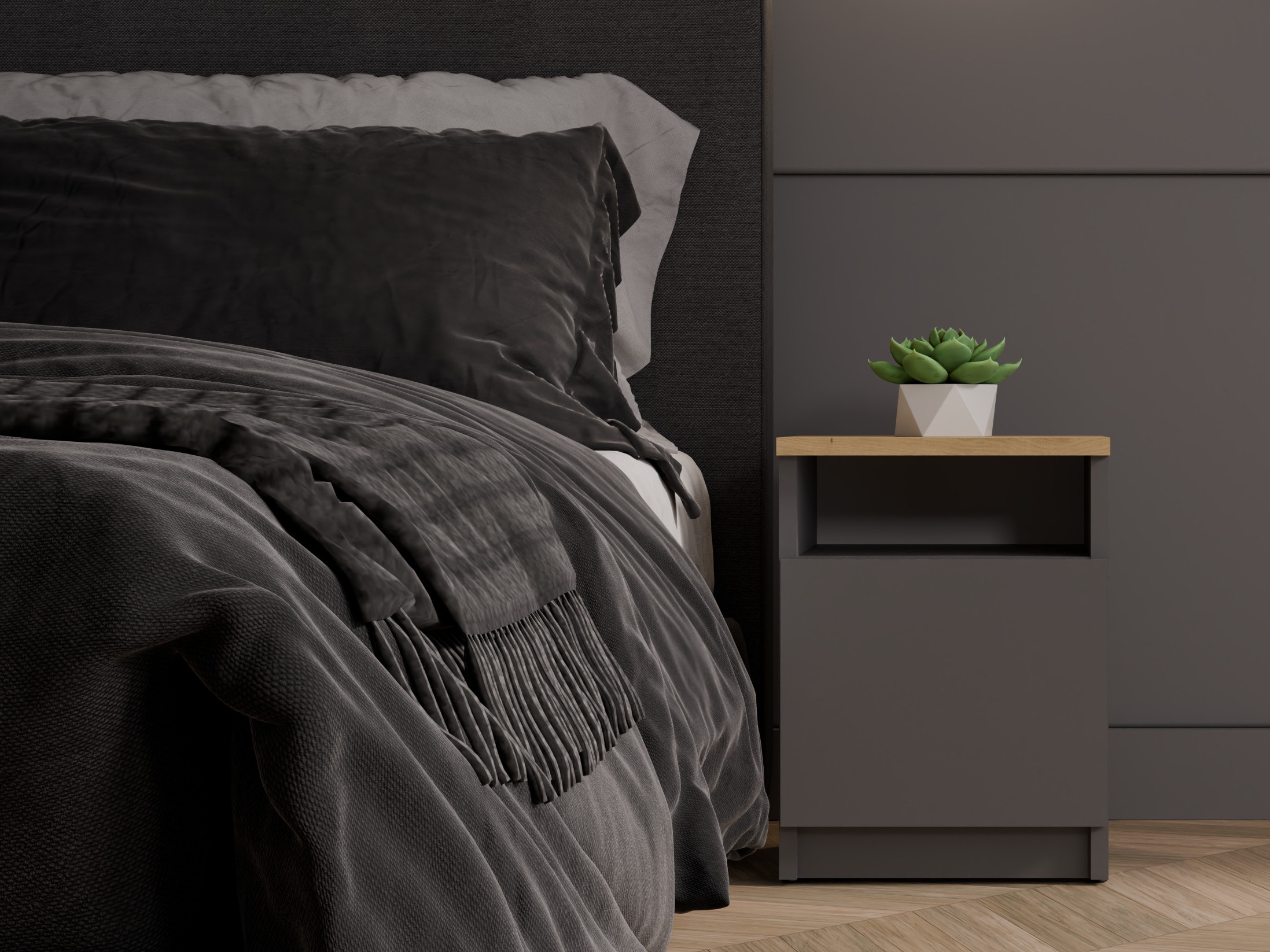 Naktsgaldiņš Mandeville 305 (Antracīts + Artisan ozols)