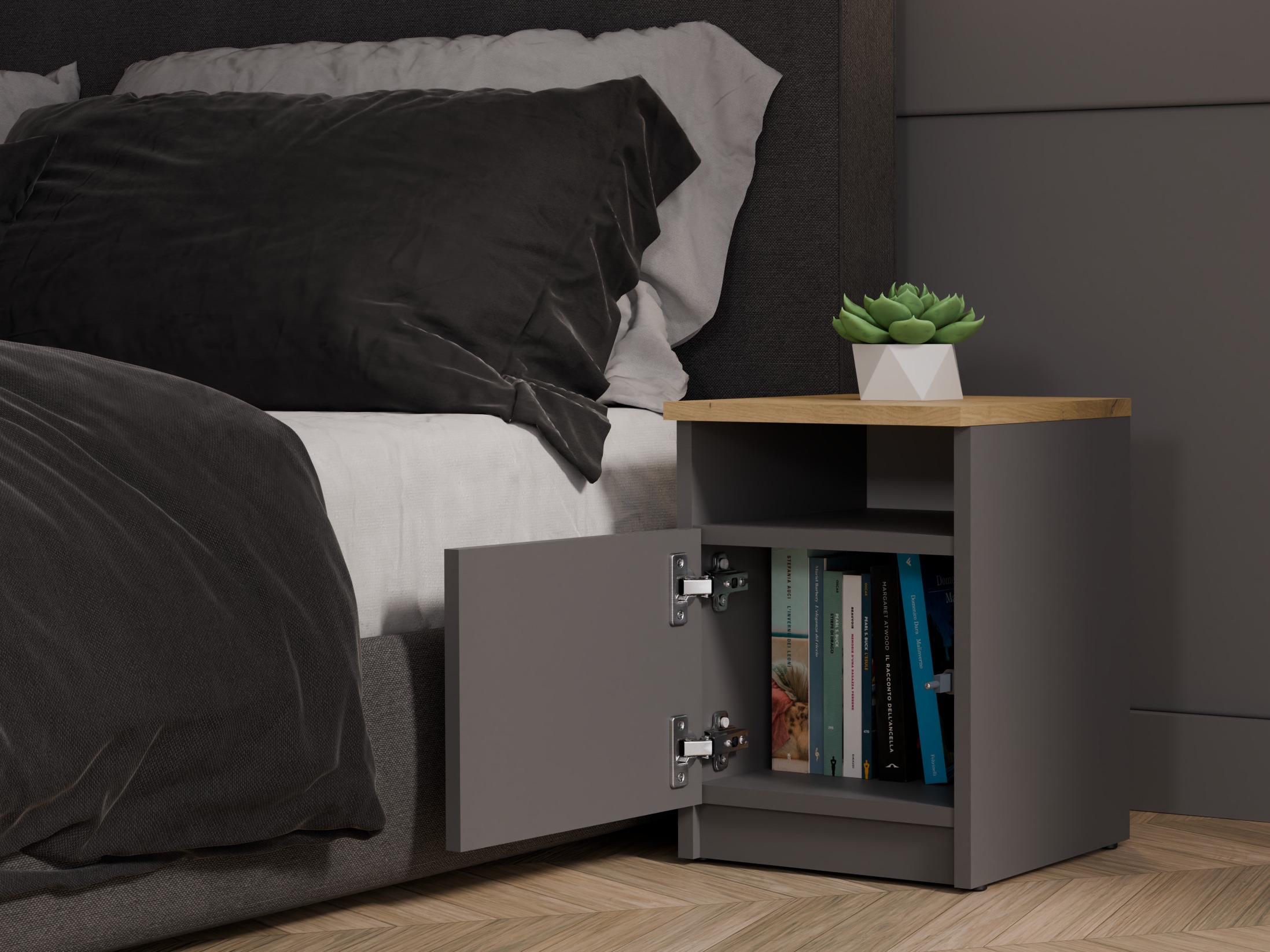 Naktsgaldiņš Mandeville 305 (Antracīts + Artisan ozols)