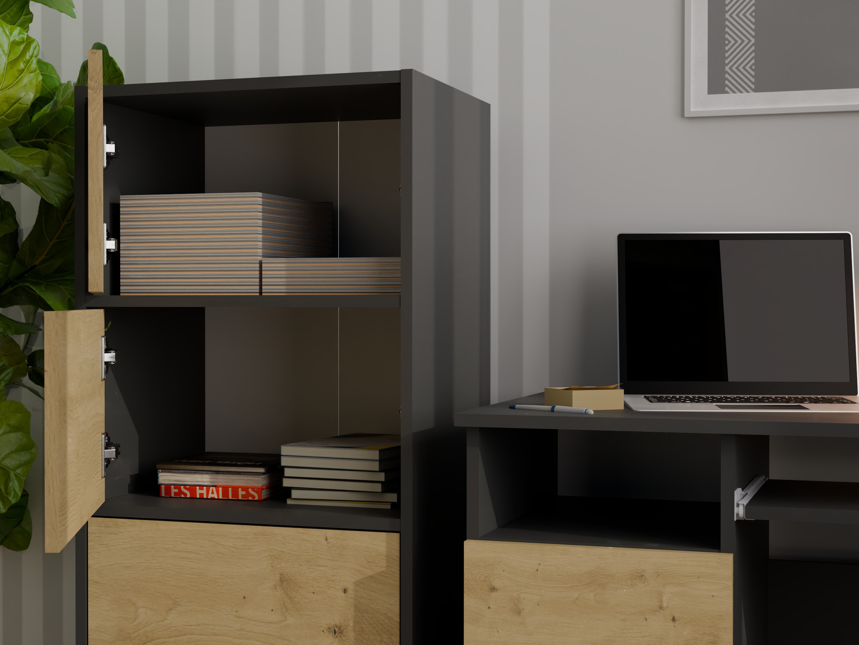 Шкафчик Mandeville 298 (Антрацит + Artisan дуб)