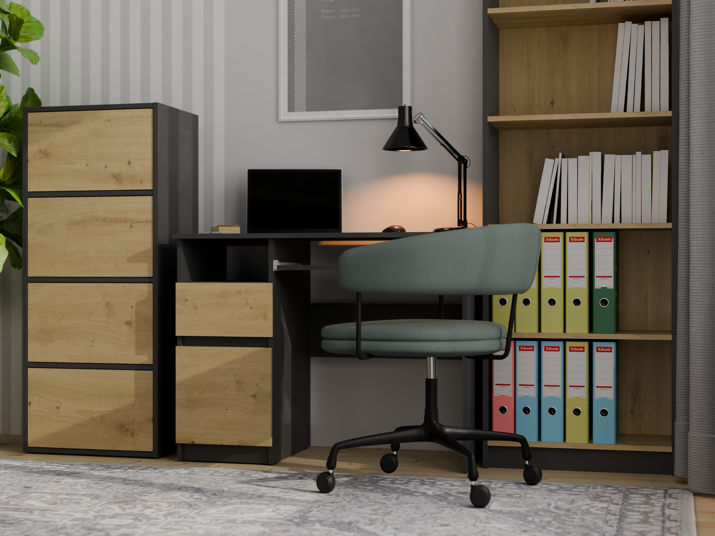 Шкафчик Mandeville 298 (Антрацит + Artisan дуб)