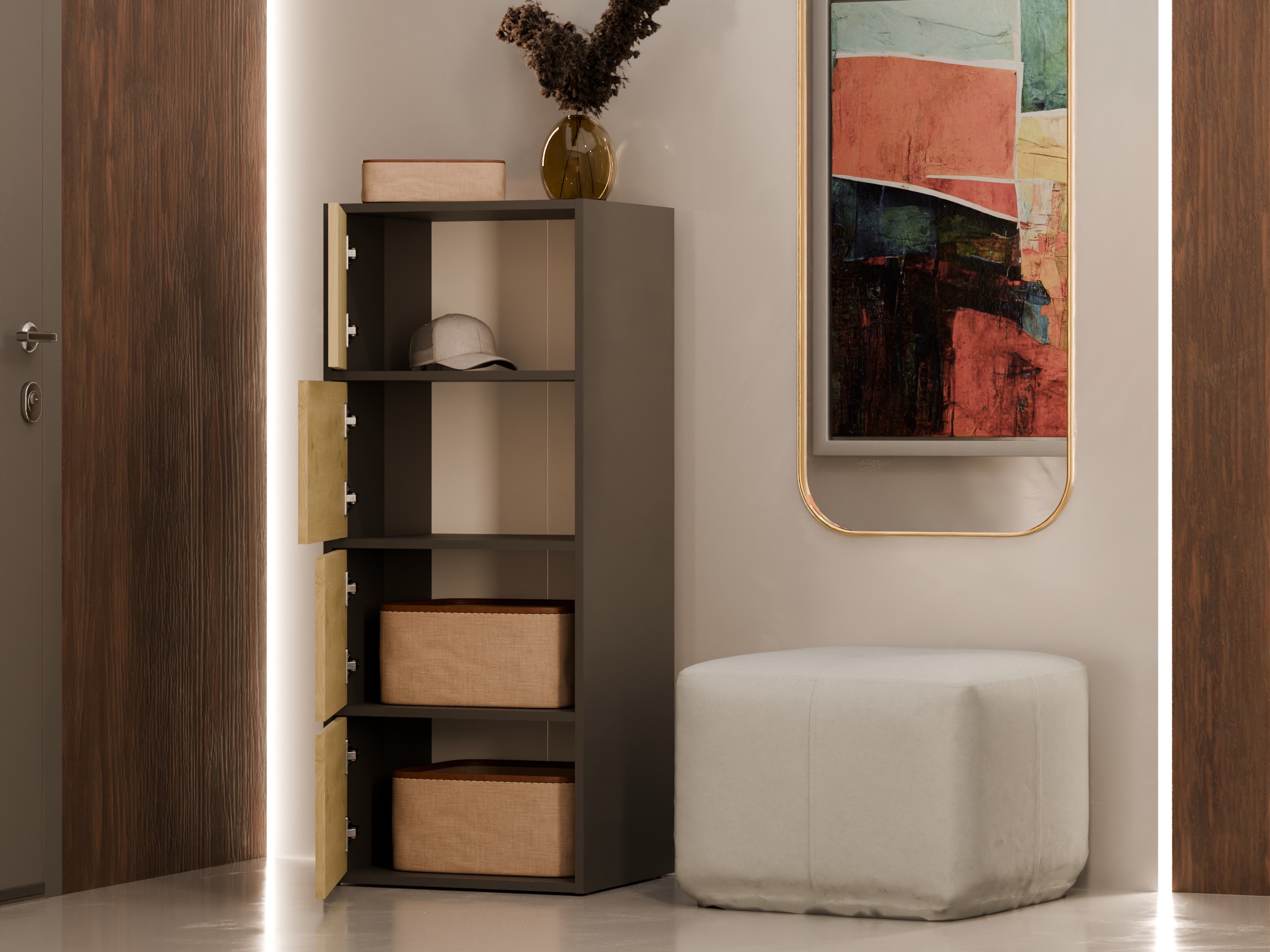 Skapis Mandeville 298 (Antracīts + Artisan ozols)