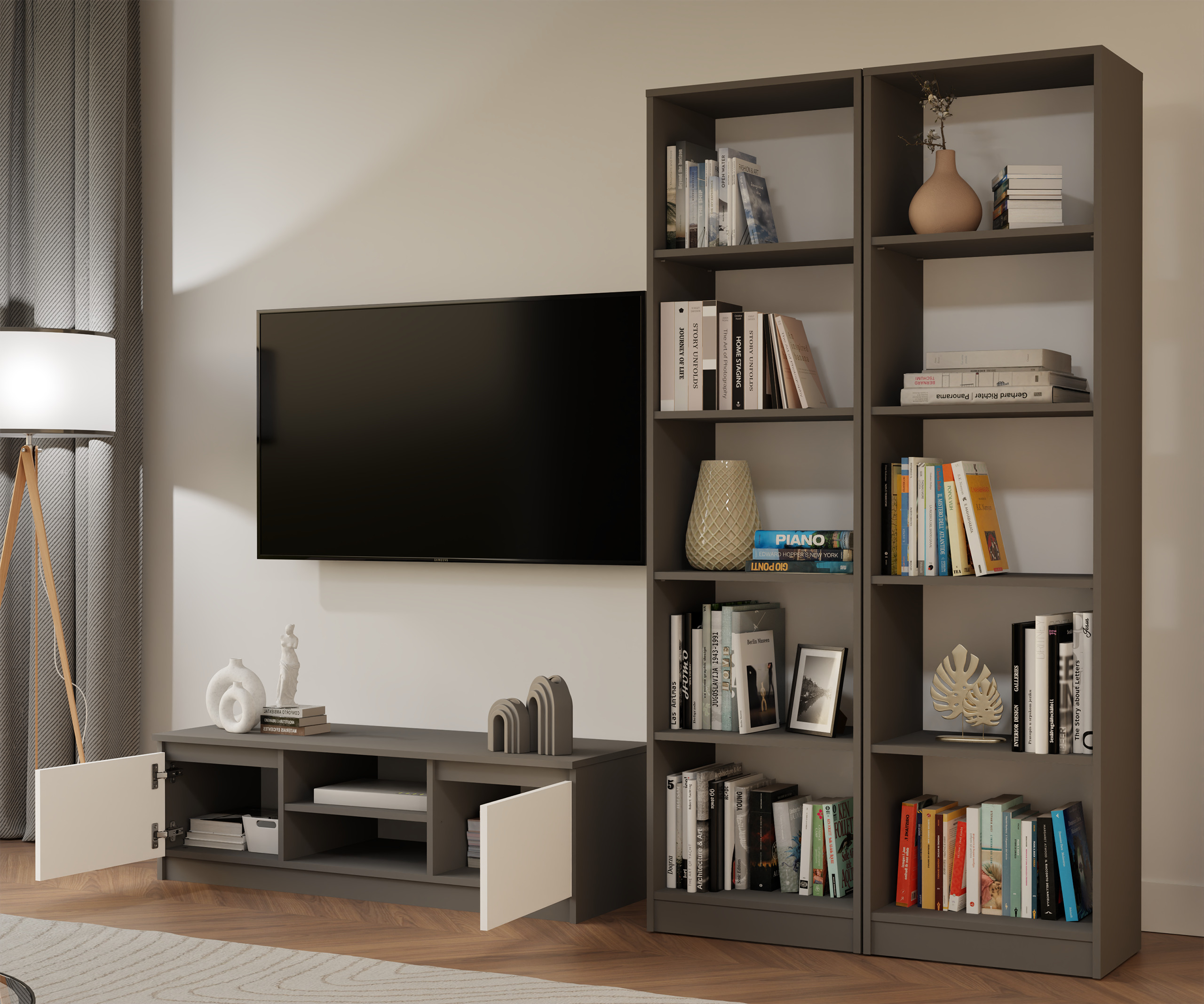 Plaukts Mandeville 188 (Antracīts + Balts)