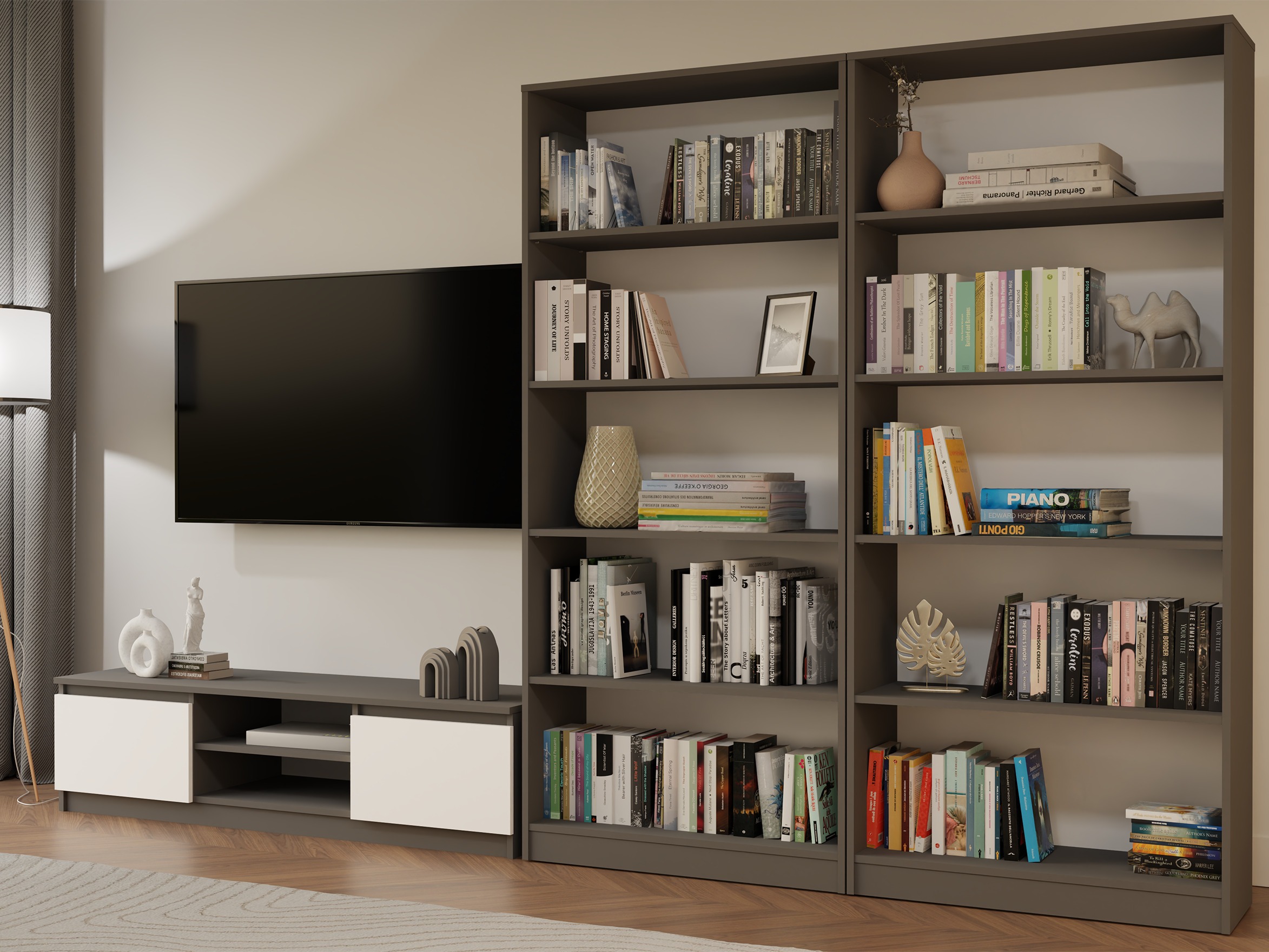 Plaukts Mandeville 253 (Antracīts + Balts)