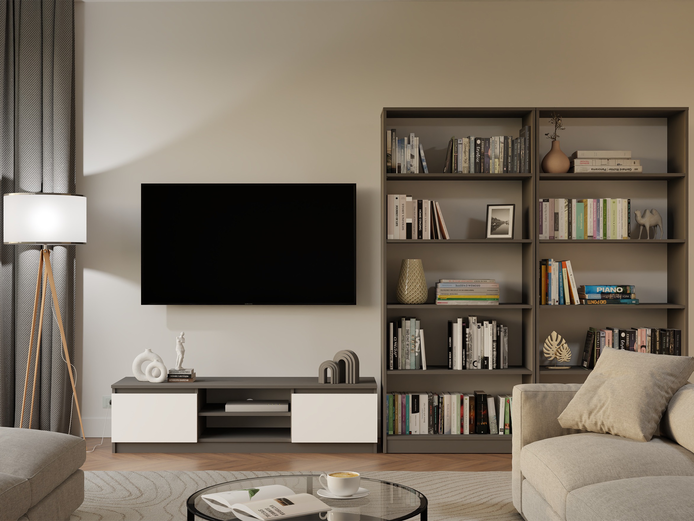 Plaukts Mandeville 253 (Antracīts + Balts)