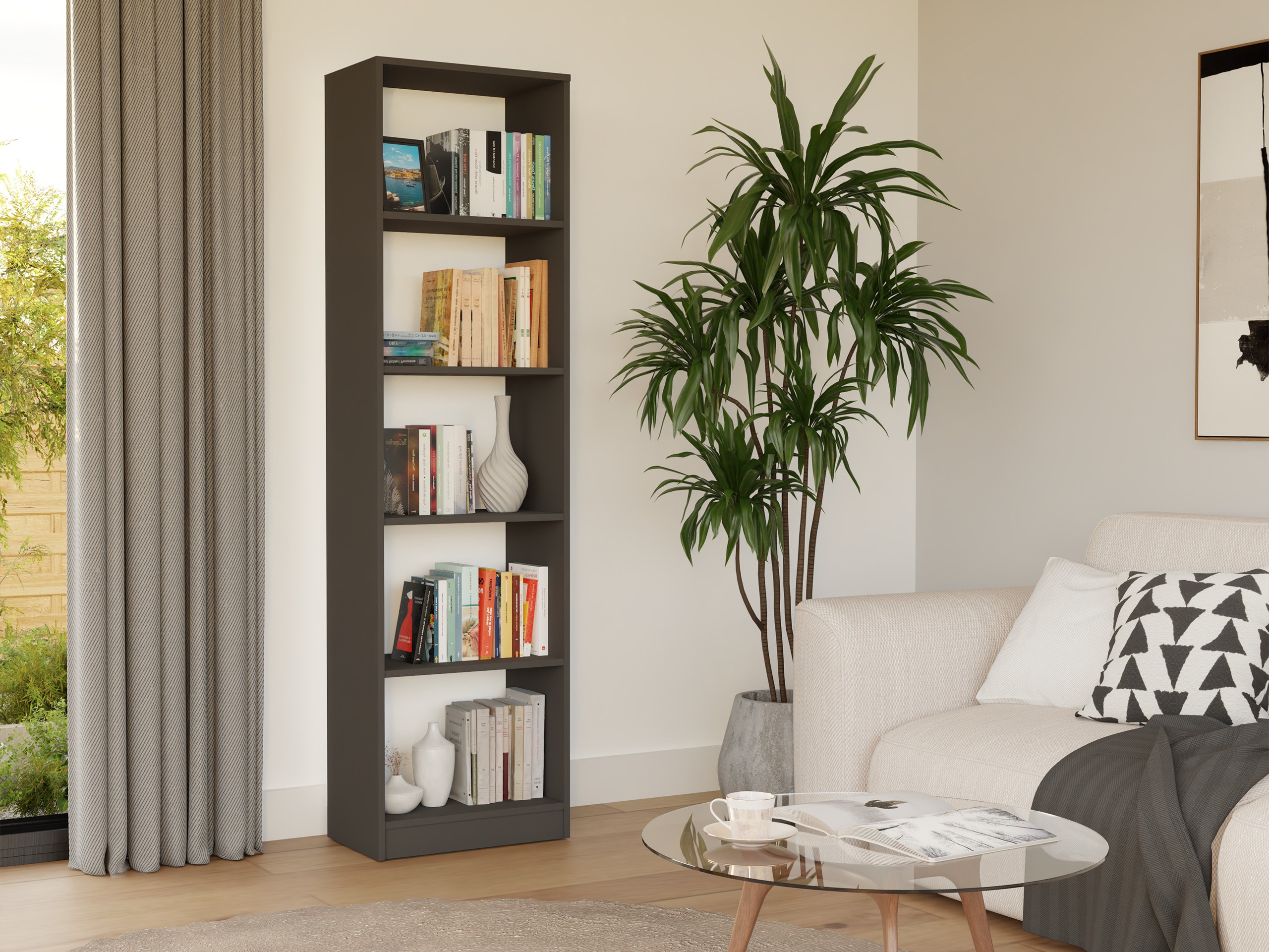 Стеллаж Mandeville 188 (Антрацит + Белый)