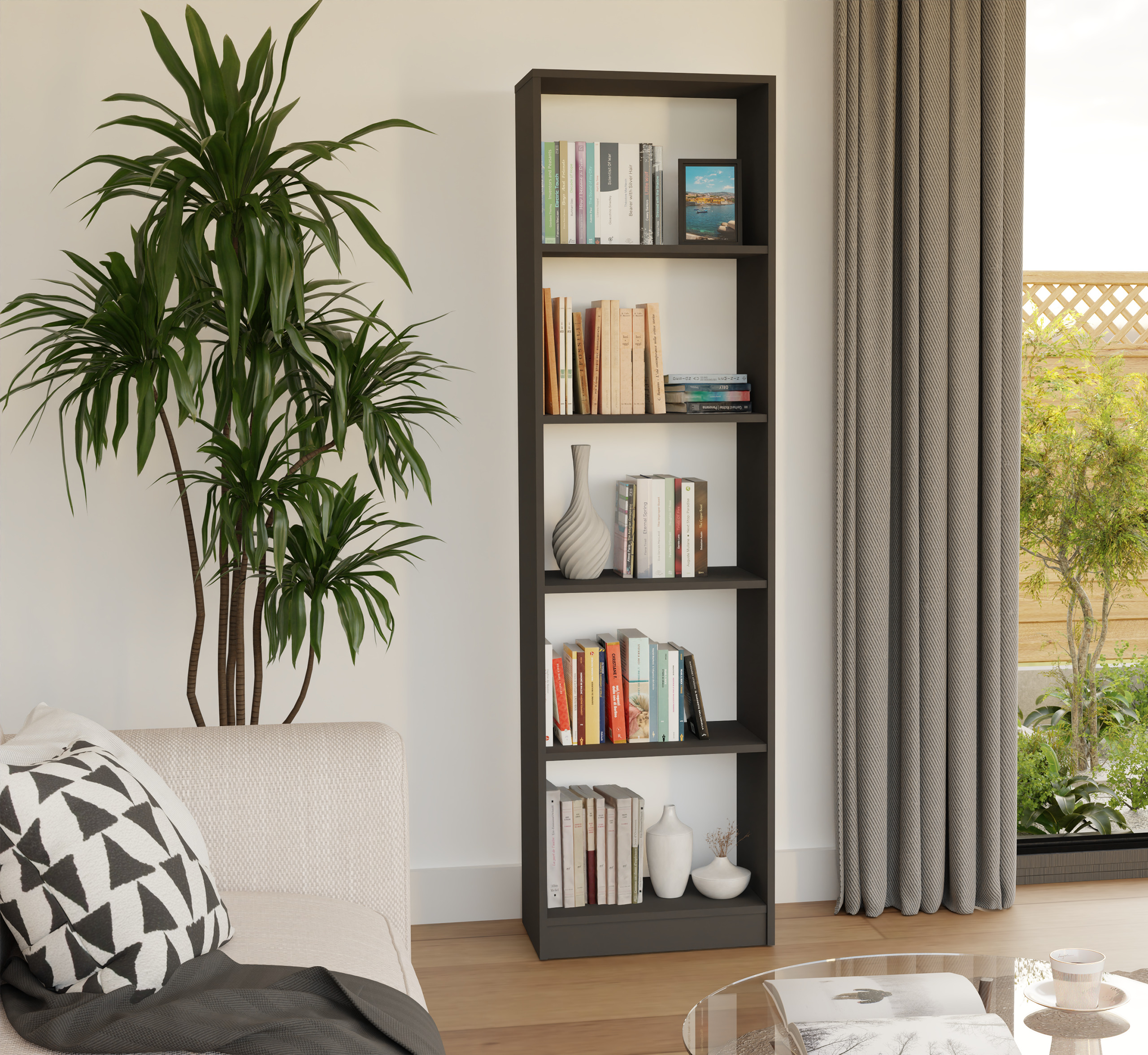 Стеллаж Mandeville 188 (Антрацит + Белый)