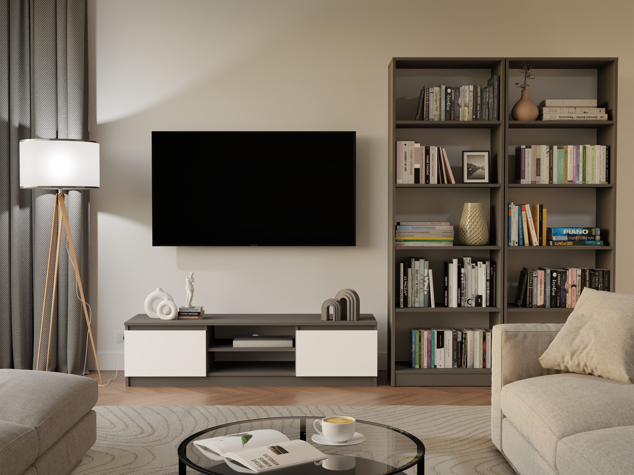 Стеллаж Mandeville 191 (Антрацит + Белый)