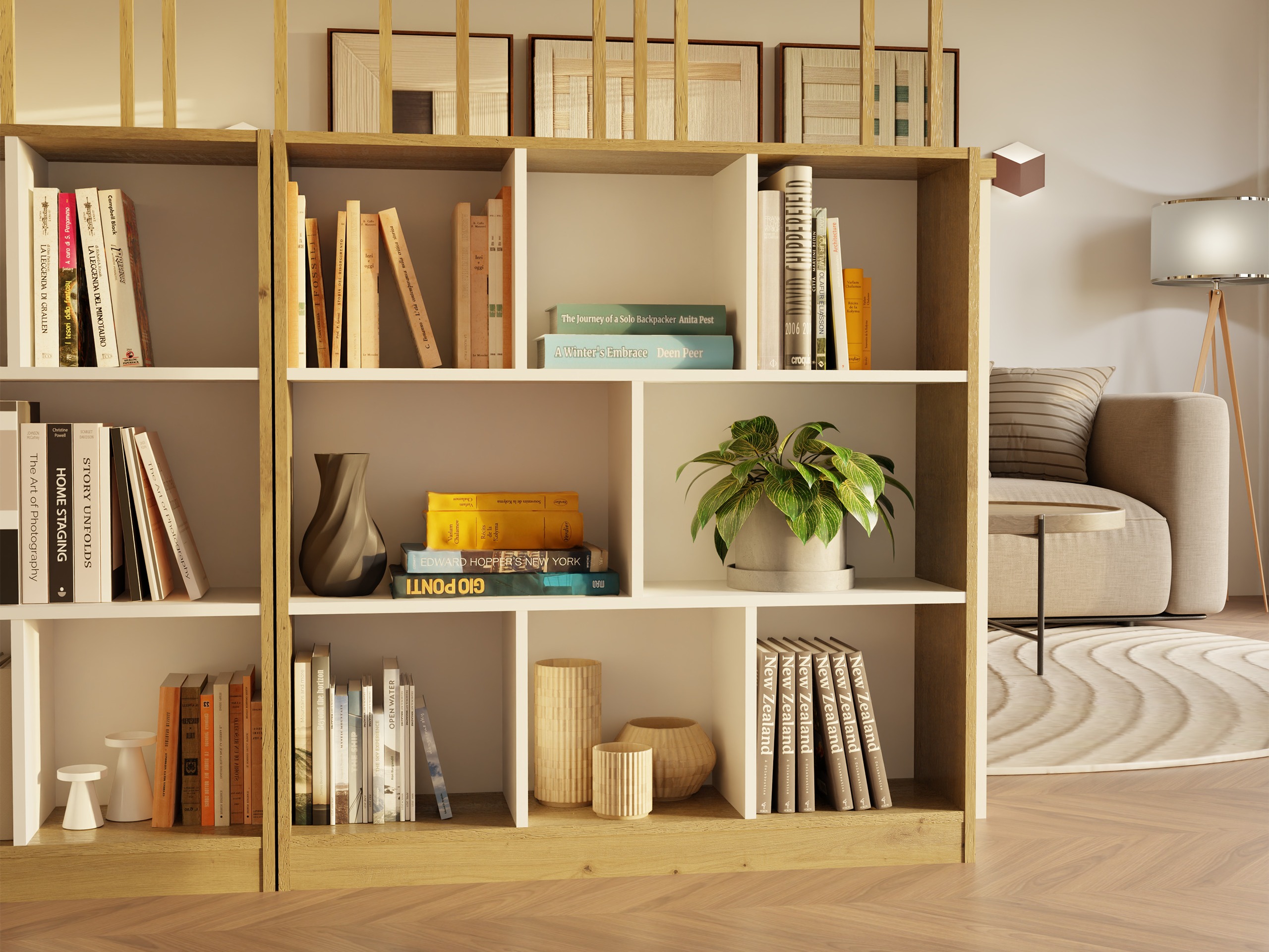 Стеллаж Mandeville 307 (Белый + Artisan дуб)