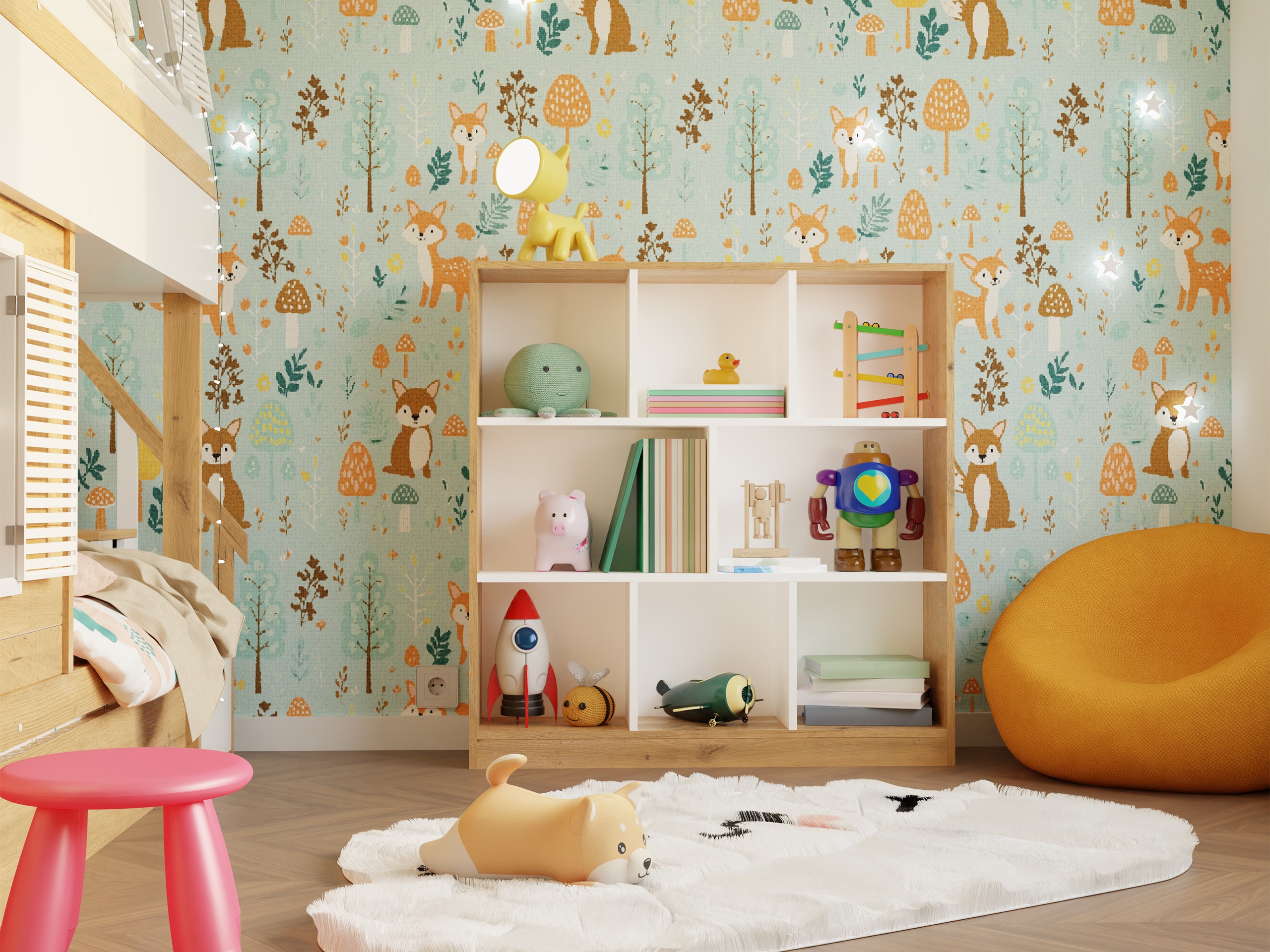 Стеллаж Mandeville 307 (Белый + Artisan дуб)