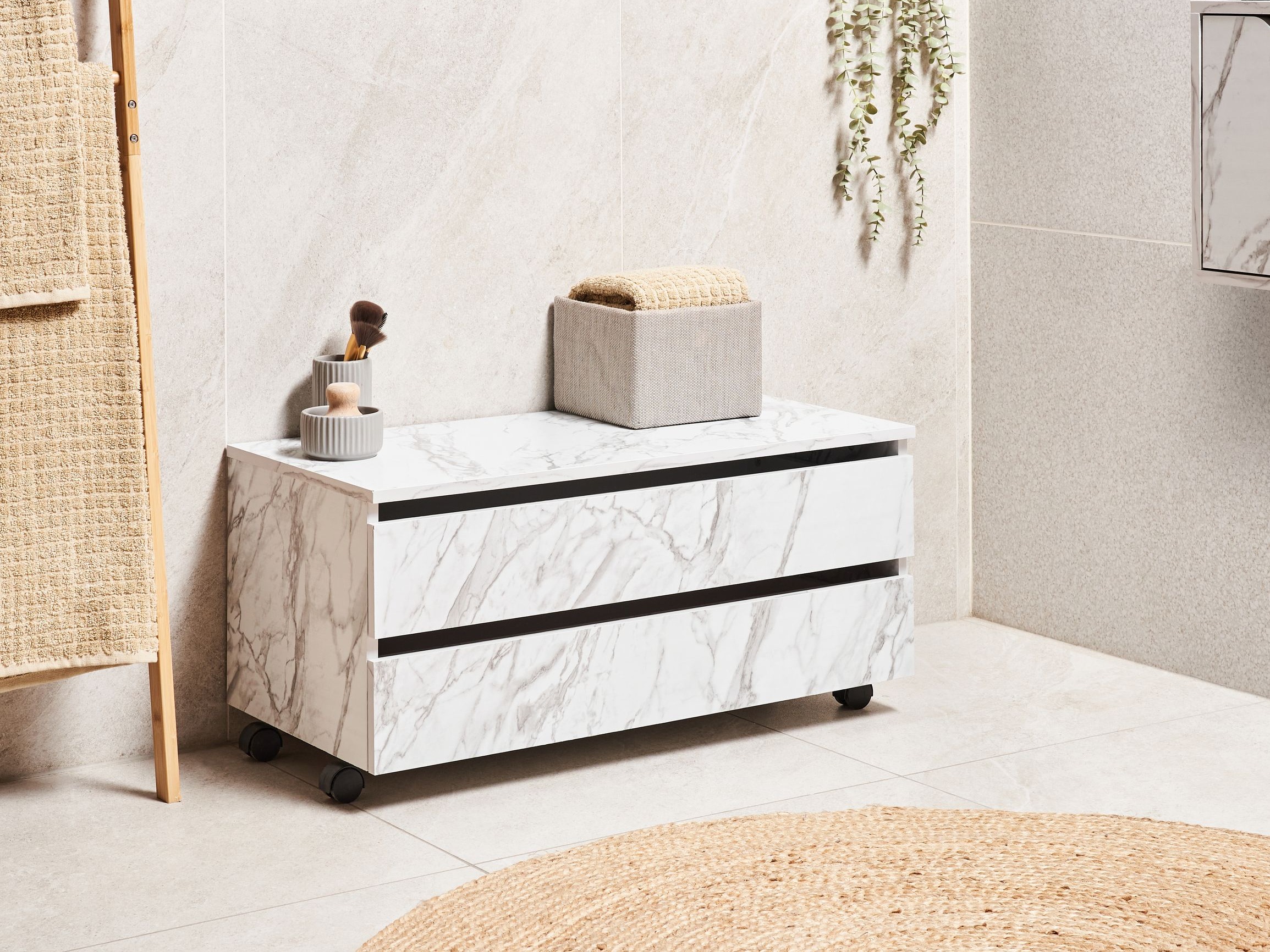 Stāvošs vannas skapītis Berwyn 2755 (Balts marmors)