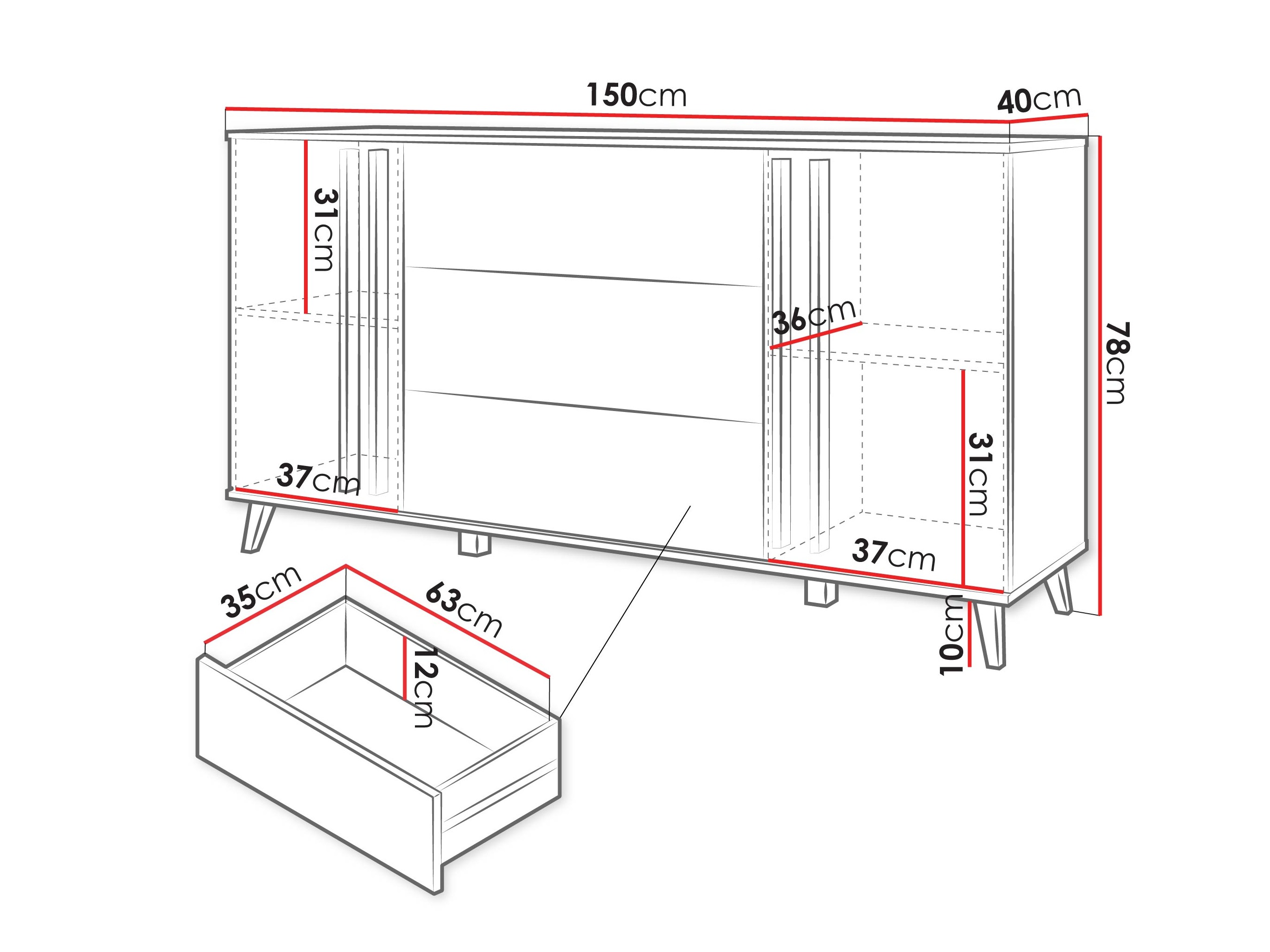 Kомод Temora 100 (Графит)