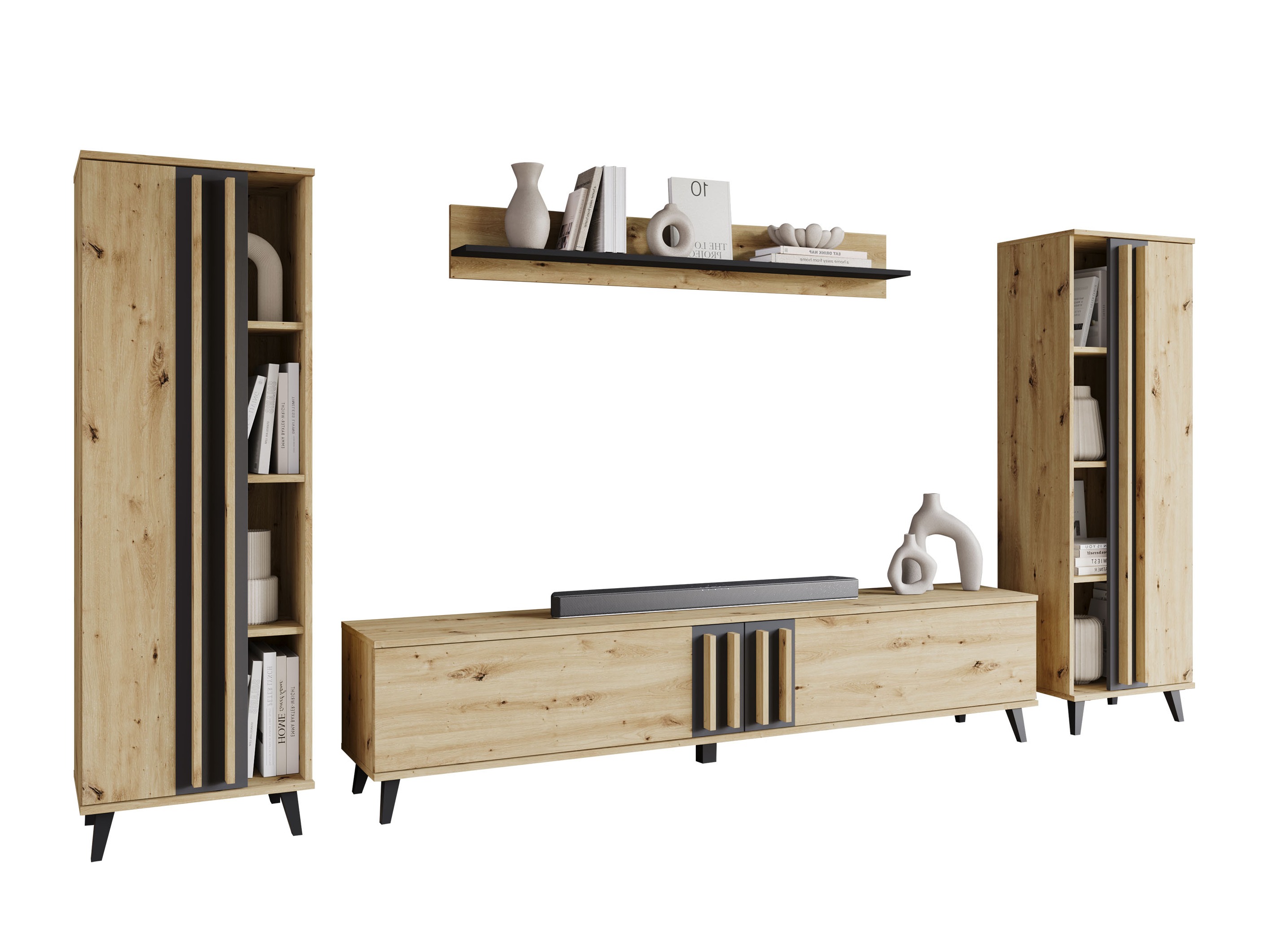 Viesistabas komplekts Facetor (Artisan ozols + Grafīts)