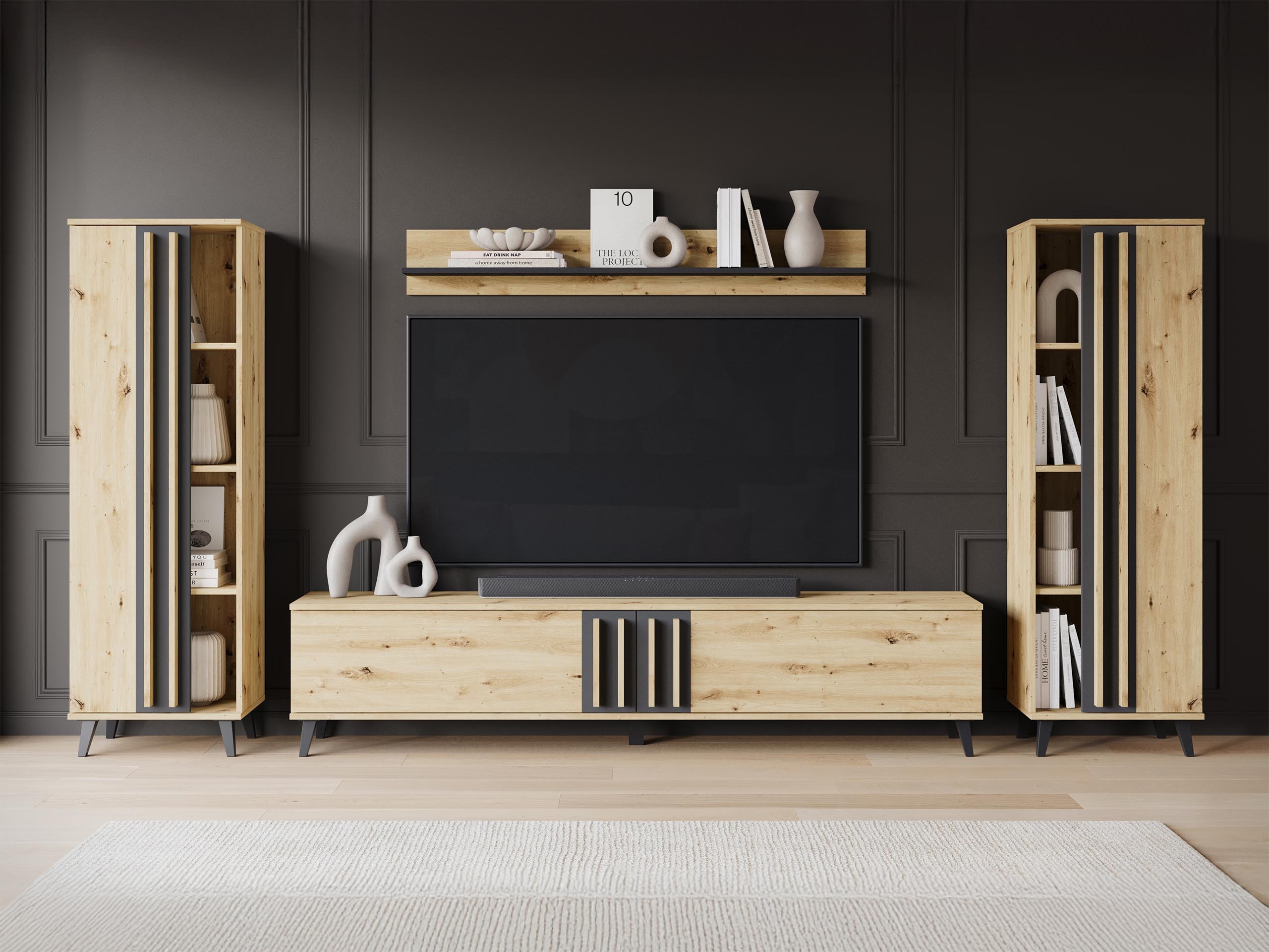 Viesistabas komplekts Temora 102 (Artisan ozols + Grafīts)