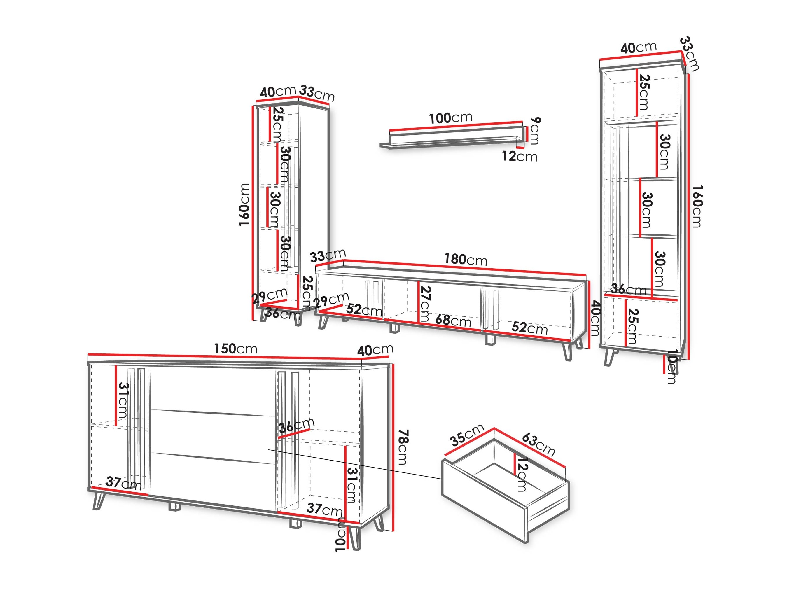 Набор для гостиной Temora 105 (Artisan дуб + Графит)