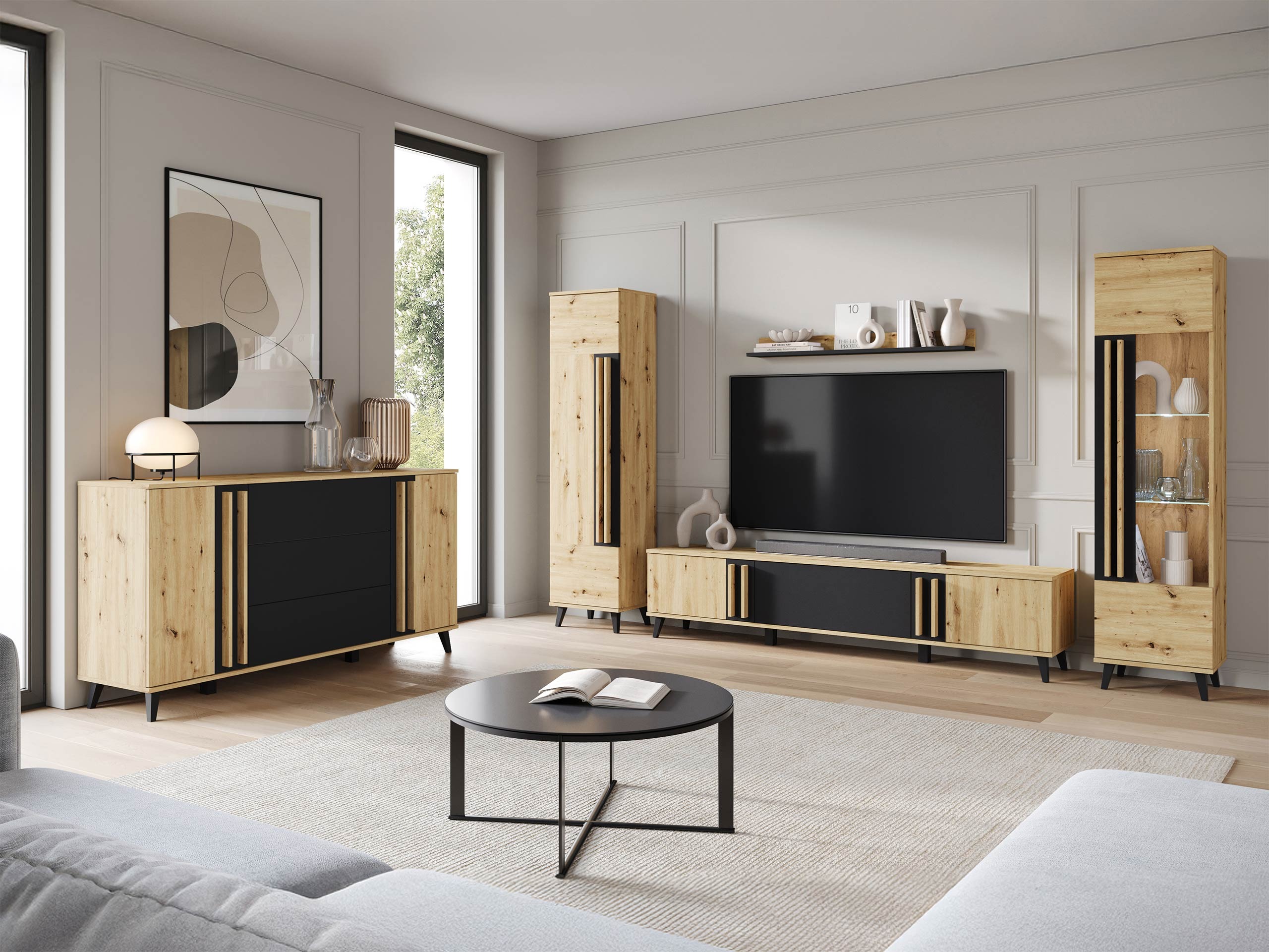 Viesistabas komplekts Temora 105 (Artisan ozols + Grafīts)