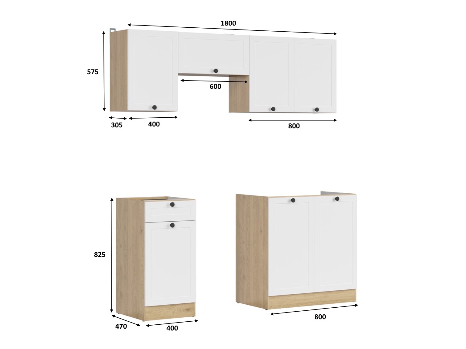 Модульный кухонный гарнитур Classic White Oak 117
