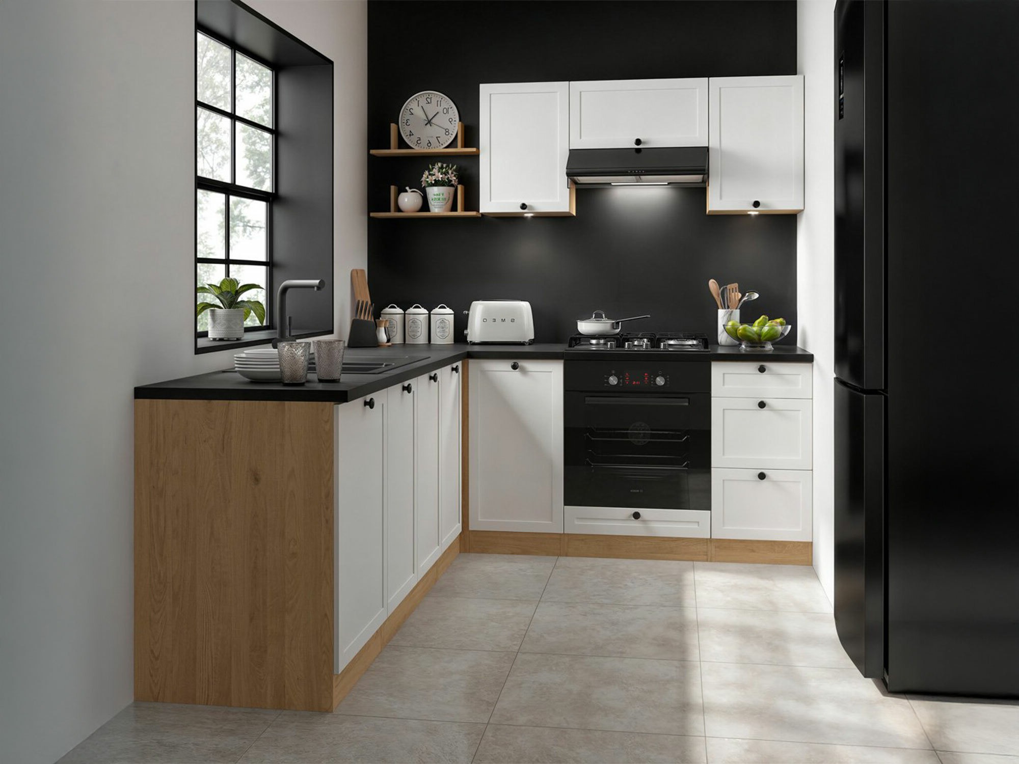 Moduļu skapis ar durvīm Classic White Oak 105